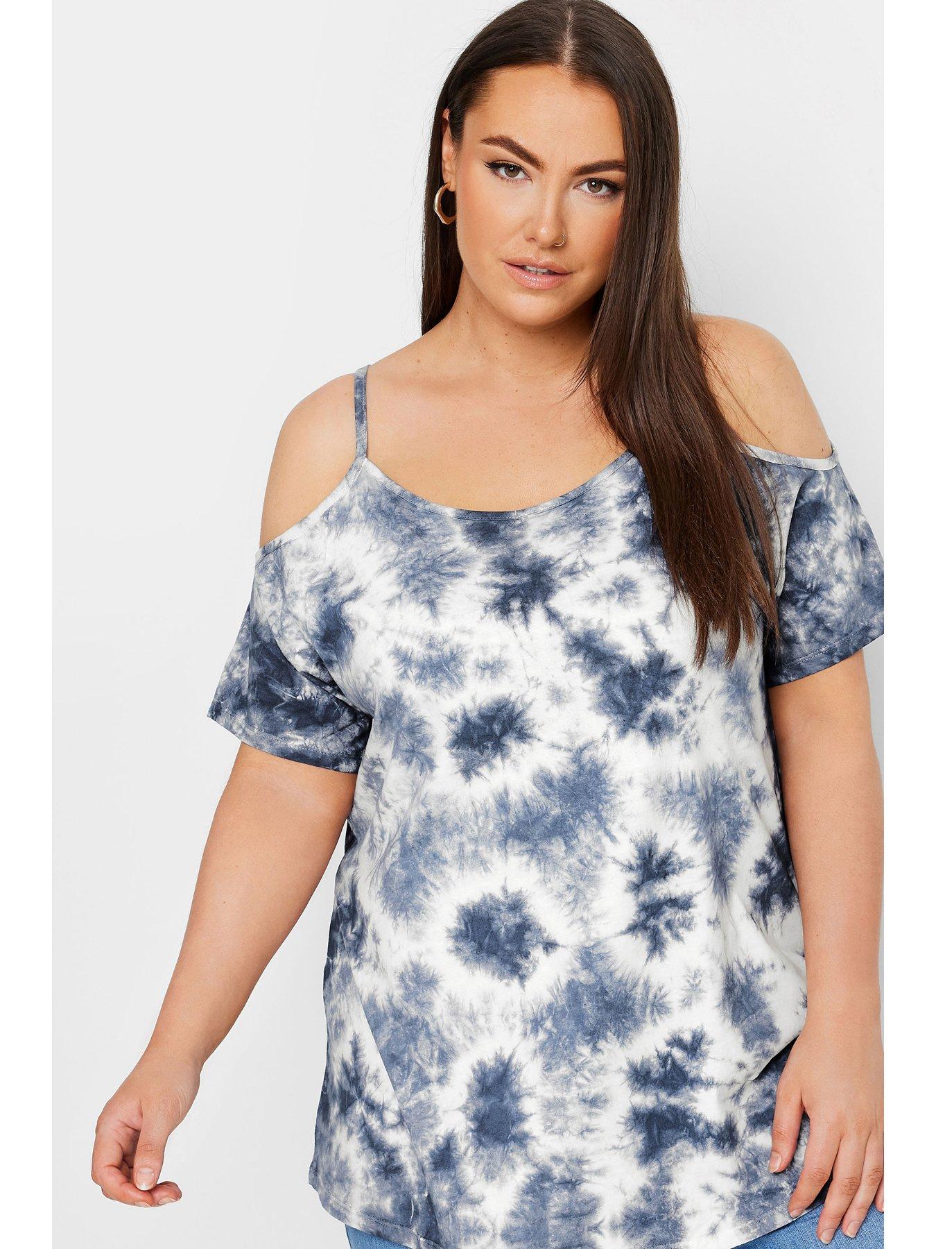 Image 4 of 4 of Yours Curve Strappy Cold Shoulder Top - Blue