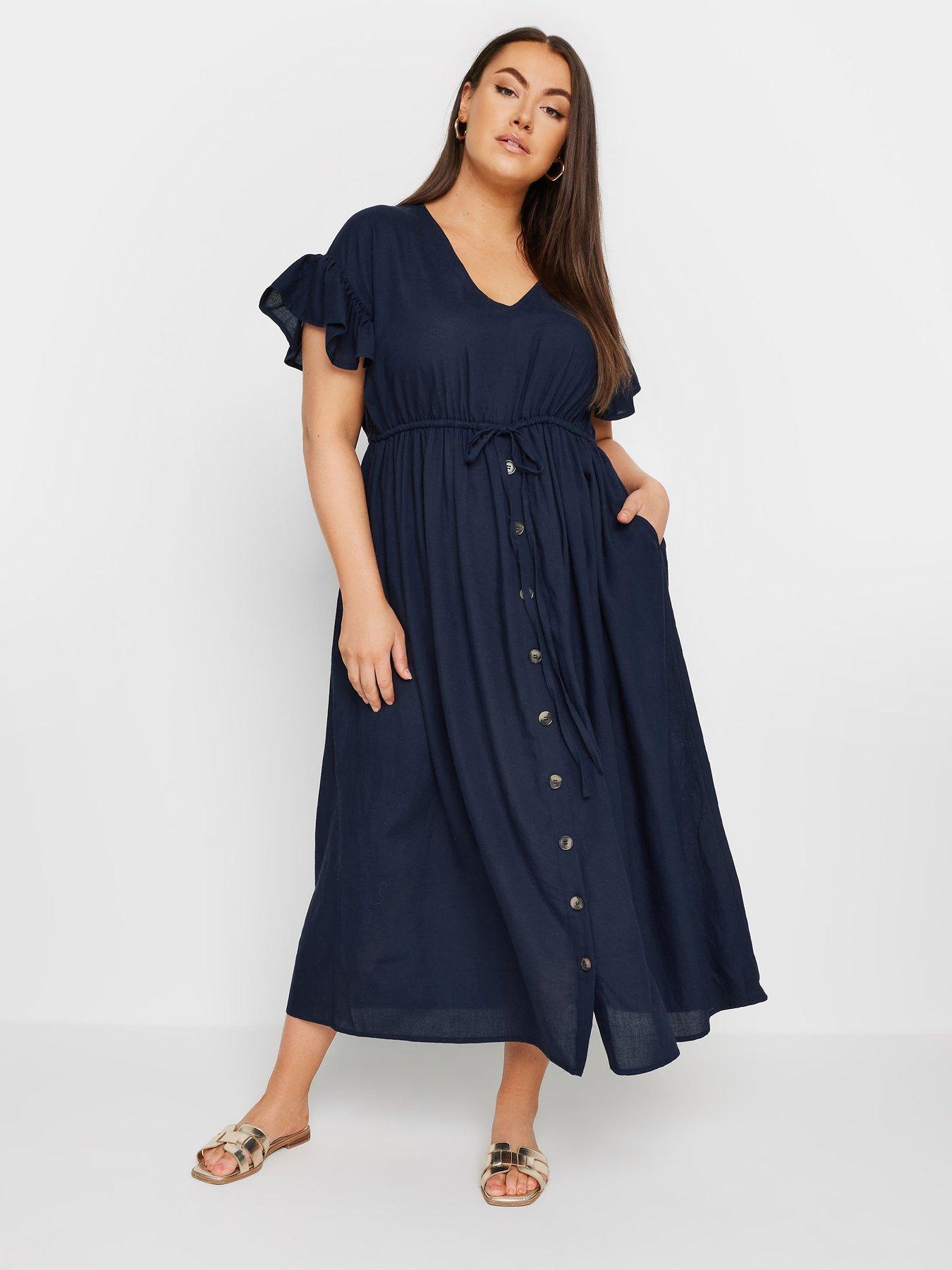 Image 1 of 4 of Yours Curve Boho Maxi Dress - Blue