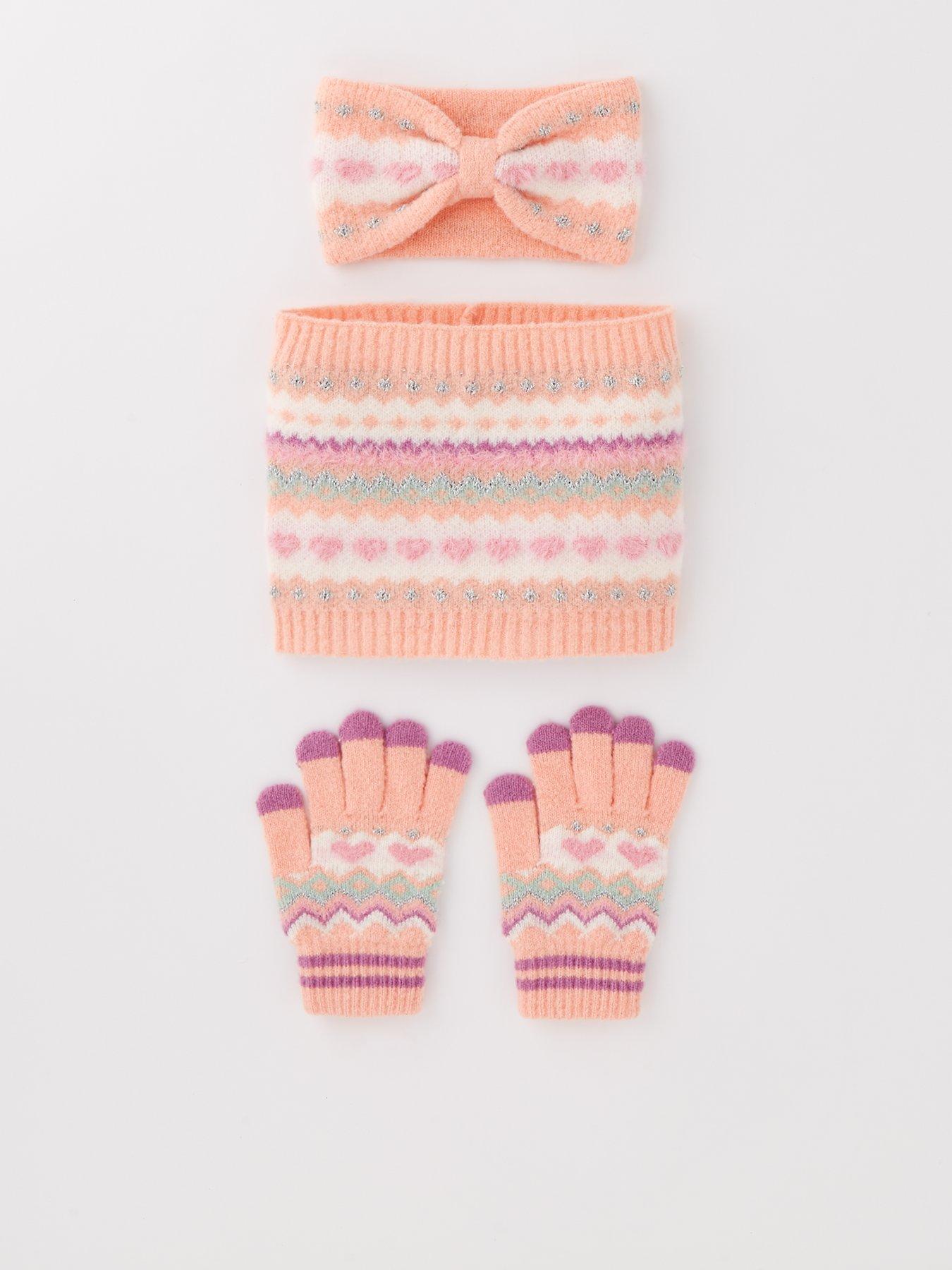 undefined Girls 3 Piece Fairisle Headband, Snood And Glove Set