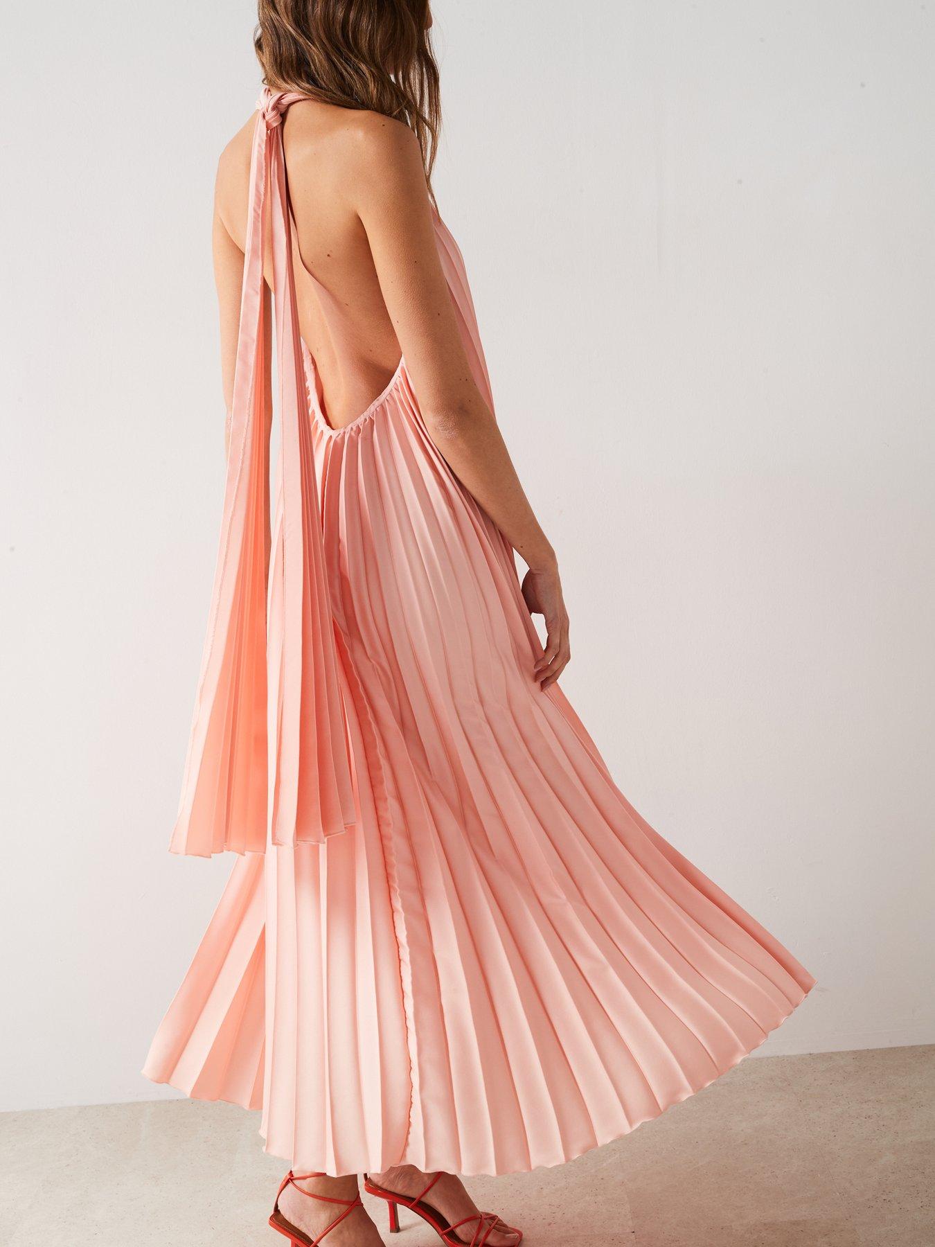 mango pink dress pleated @Mango salmon pleated dress