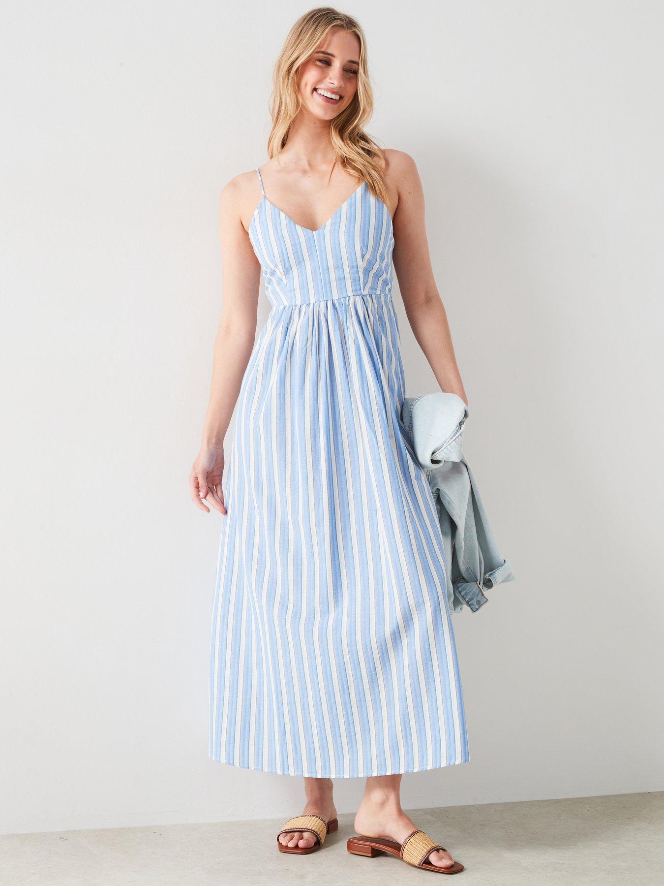 Mango blue striped dress best sale