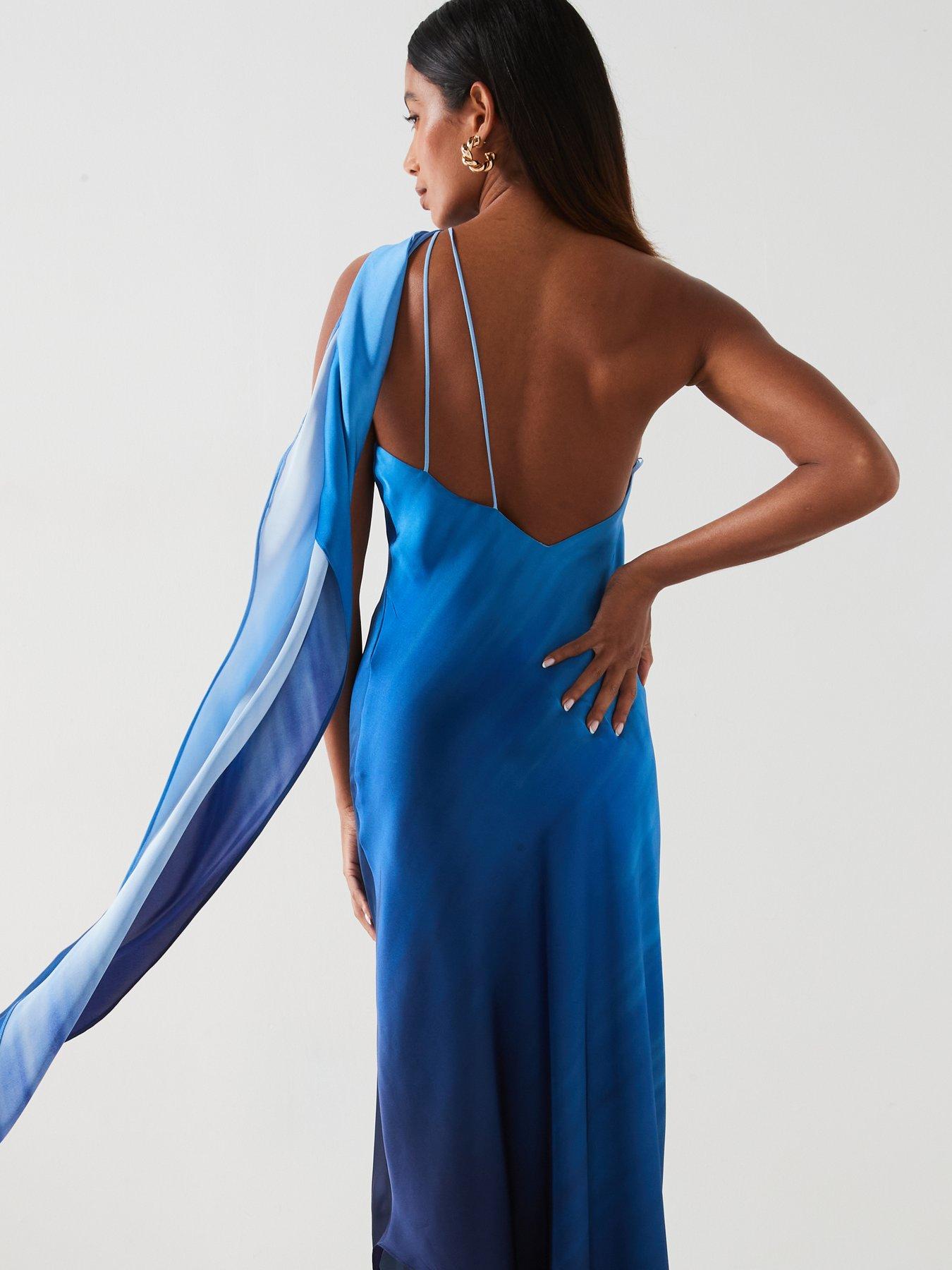 Mango Asymmetrical Gradient Dress Blue