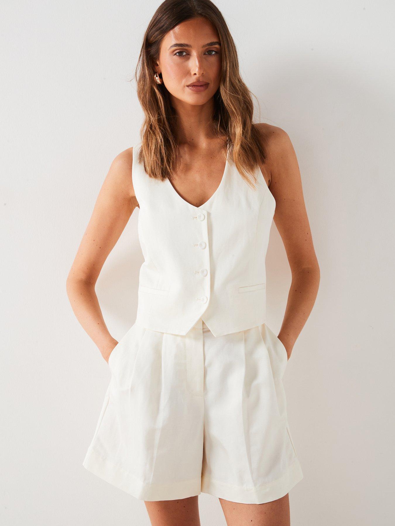 Mango Linen Waistcoat With Buttons Very