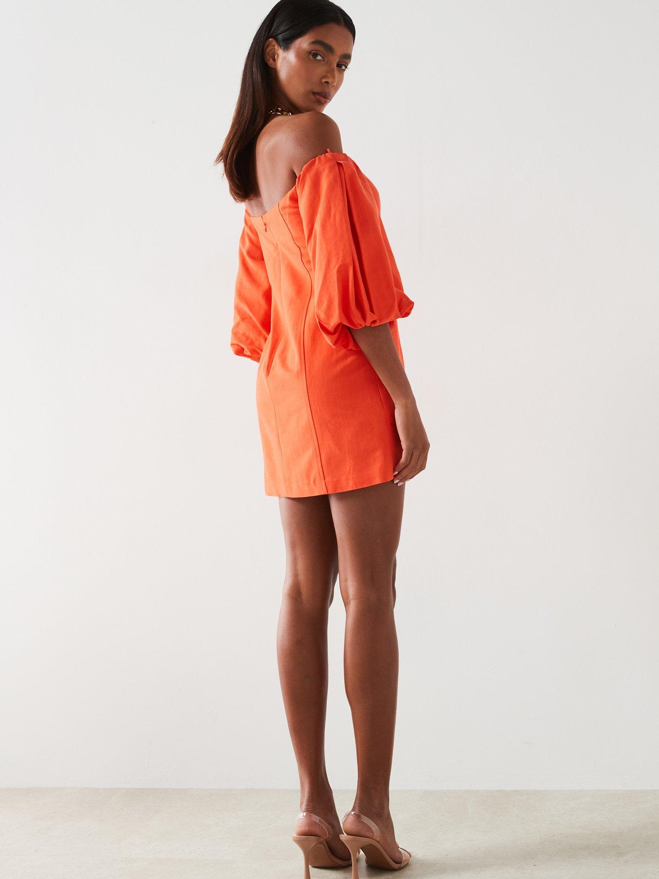 Mango Tulipa Bardot Mini Dress Orange Very