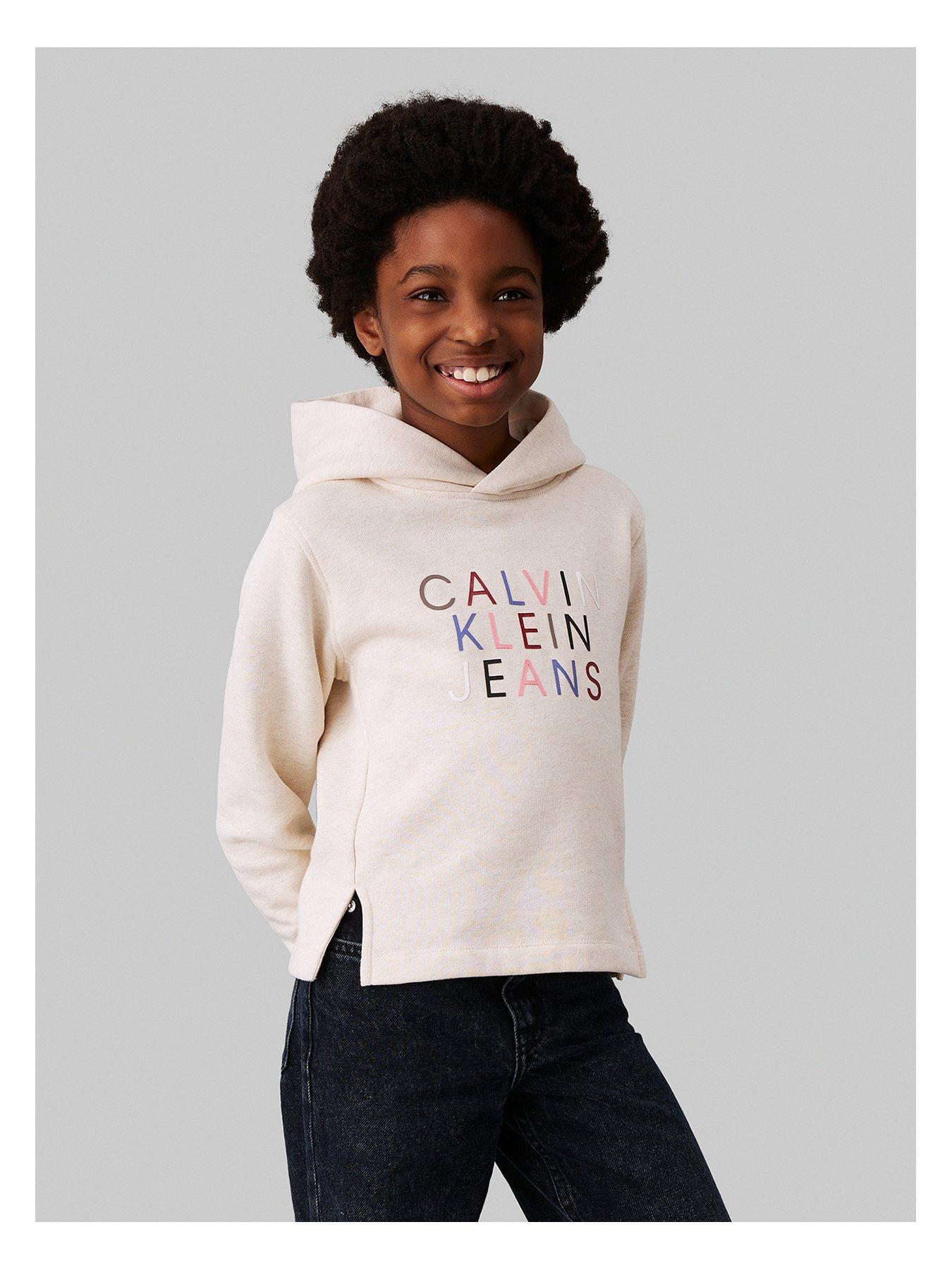 undefined Girls Colour Logo Fleece Hoodie - Cream