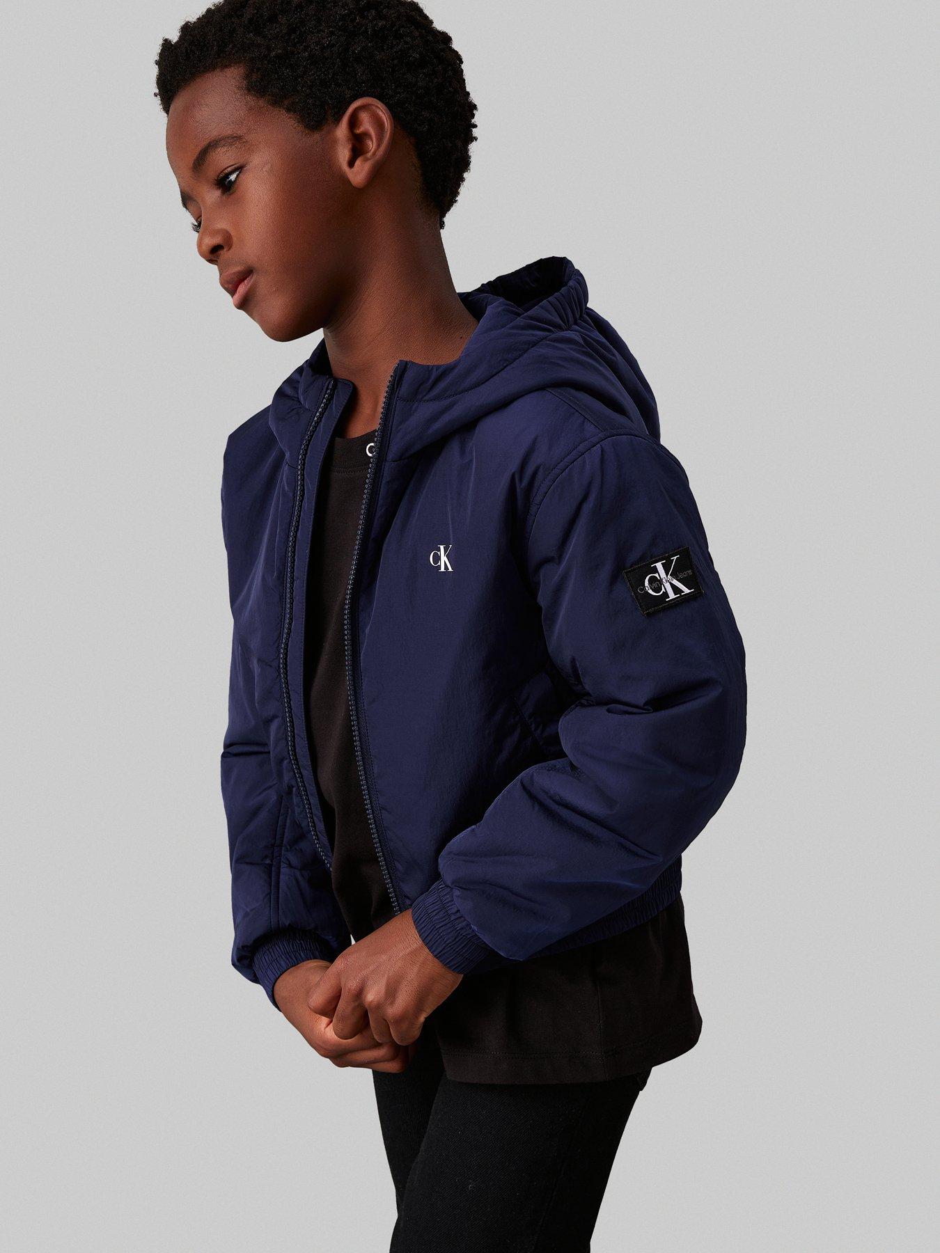 undefined Boys Padded Hooded Harrington Jacket - Navy
