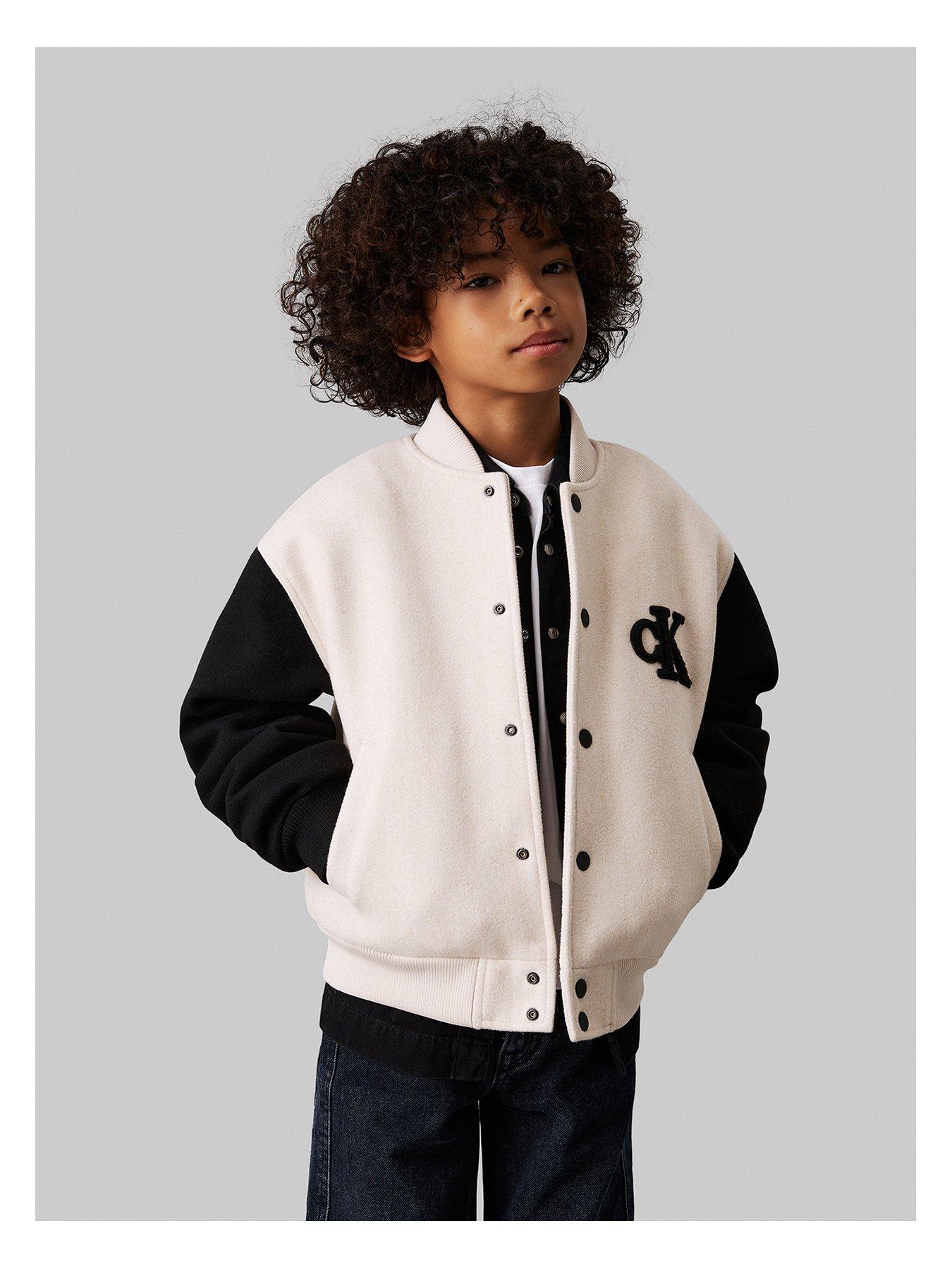 Boys Heather Varsity Jacket Cream