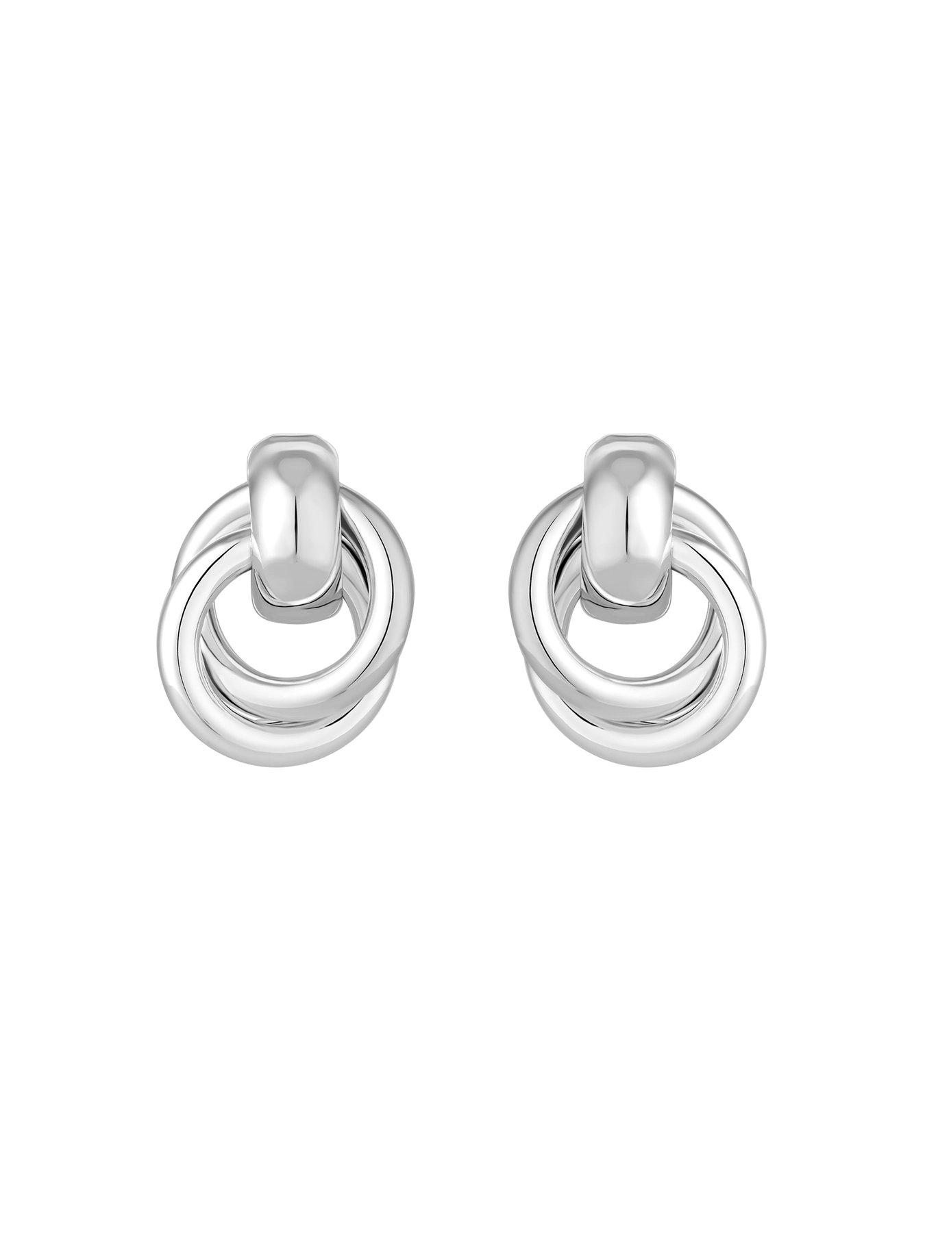 Image 2 of 3 of Jon Richard Silver Plated Knotted Door Knocker Earrings