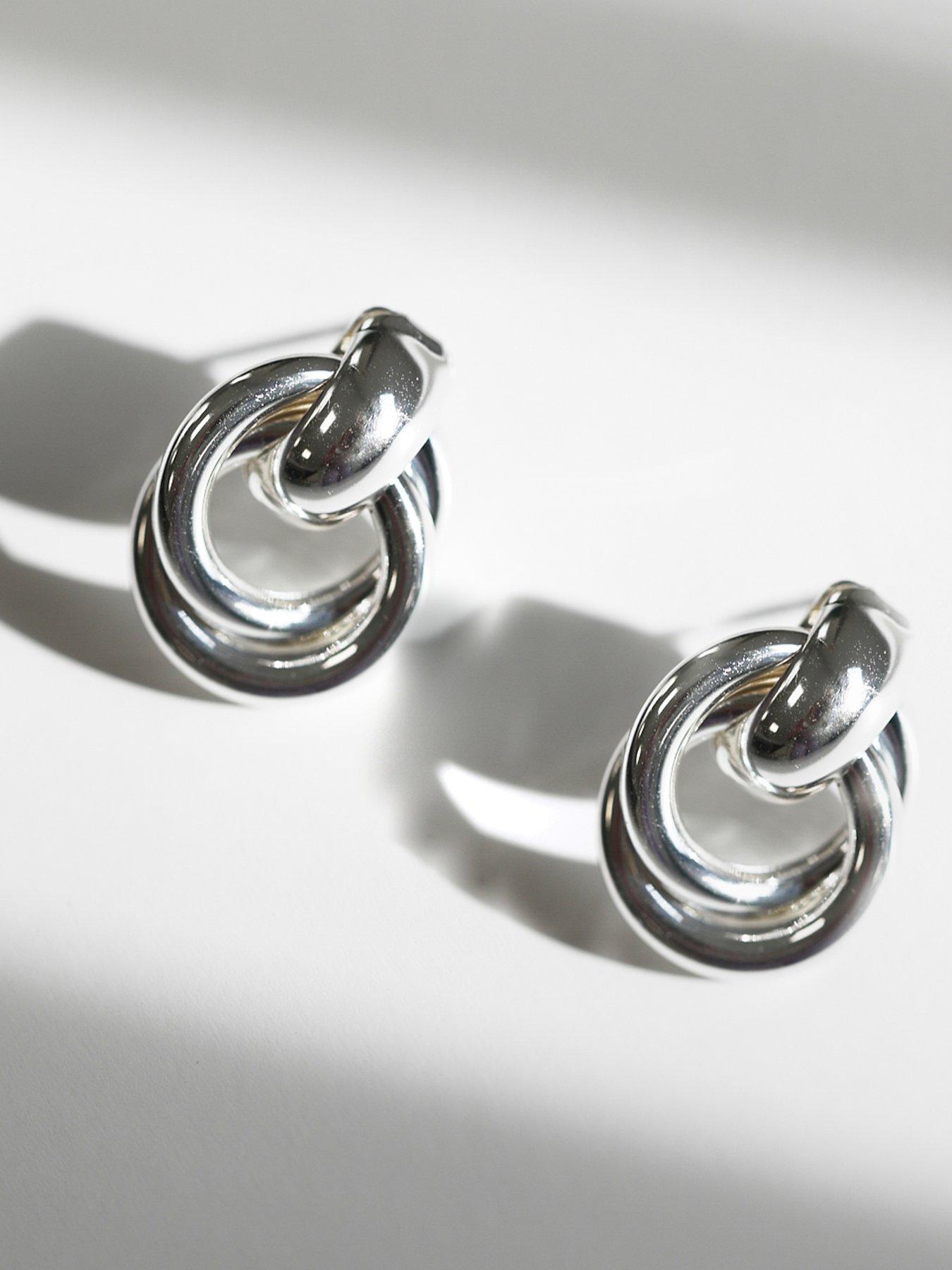 Image 3 of 3 of Jon Richard Silver Plated Knotted Door Knocker Earrings