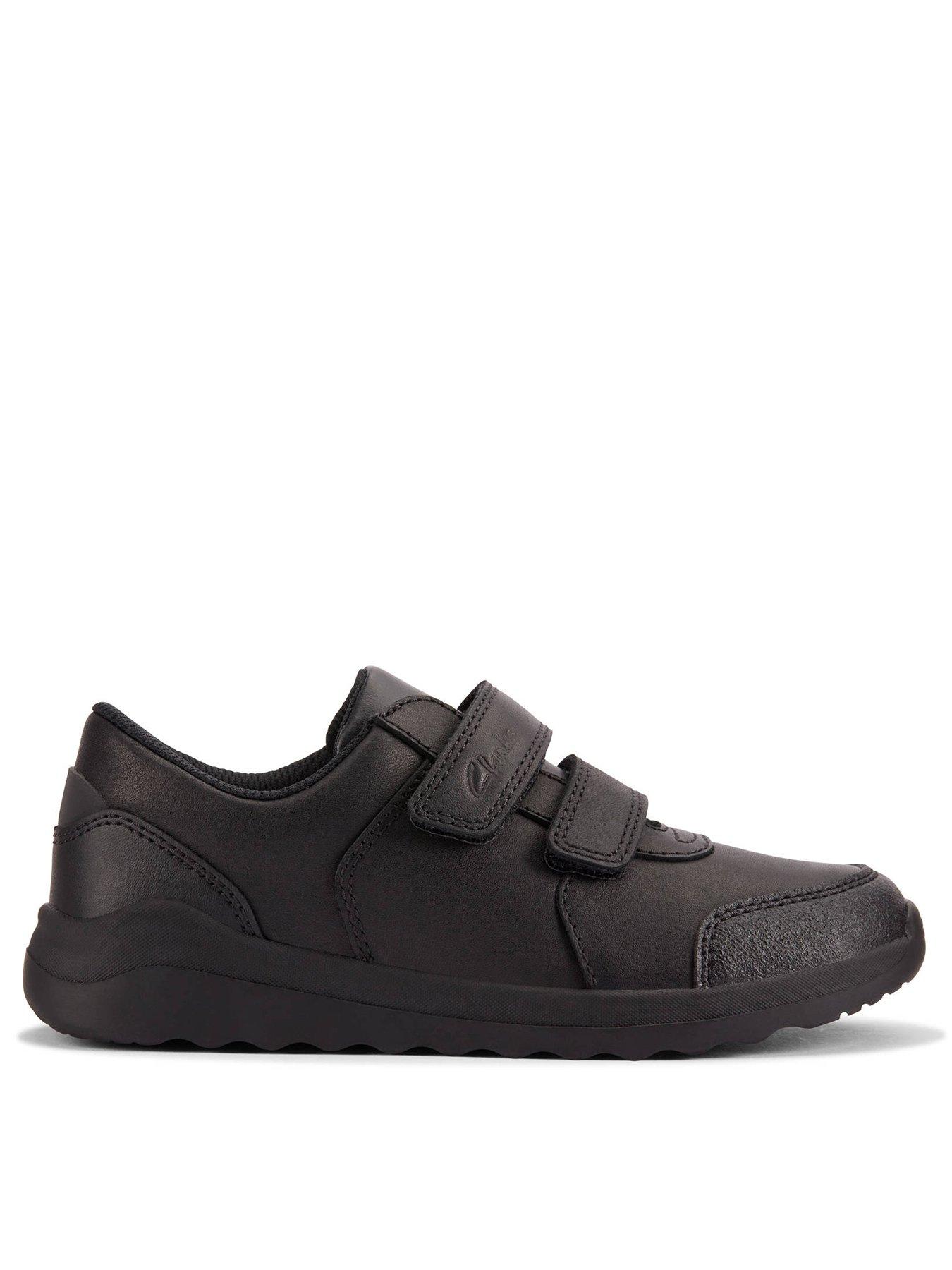 Clarks Kids Daze Step Double Strap Leather Shoe - Black