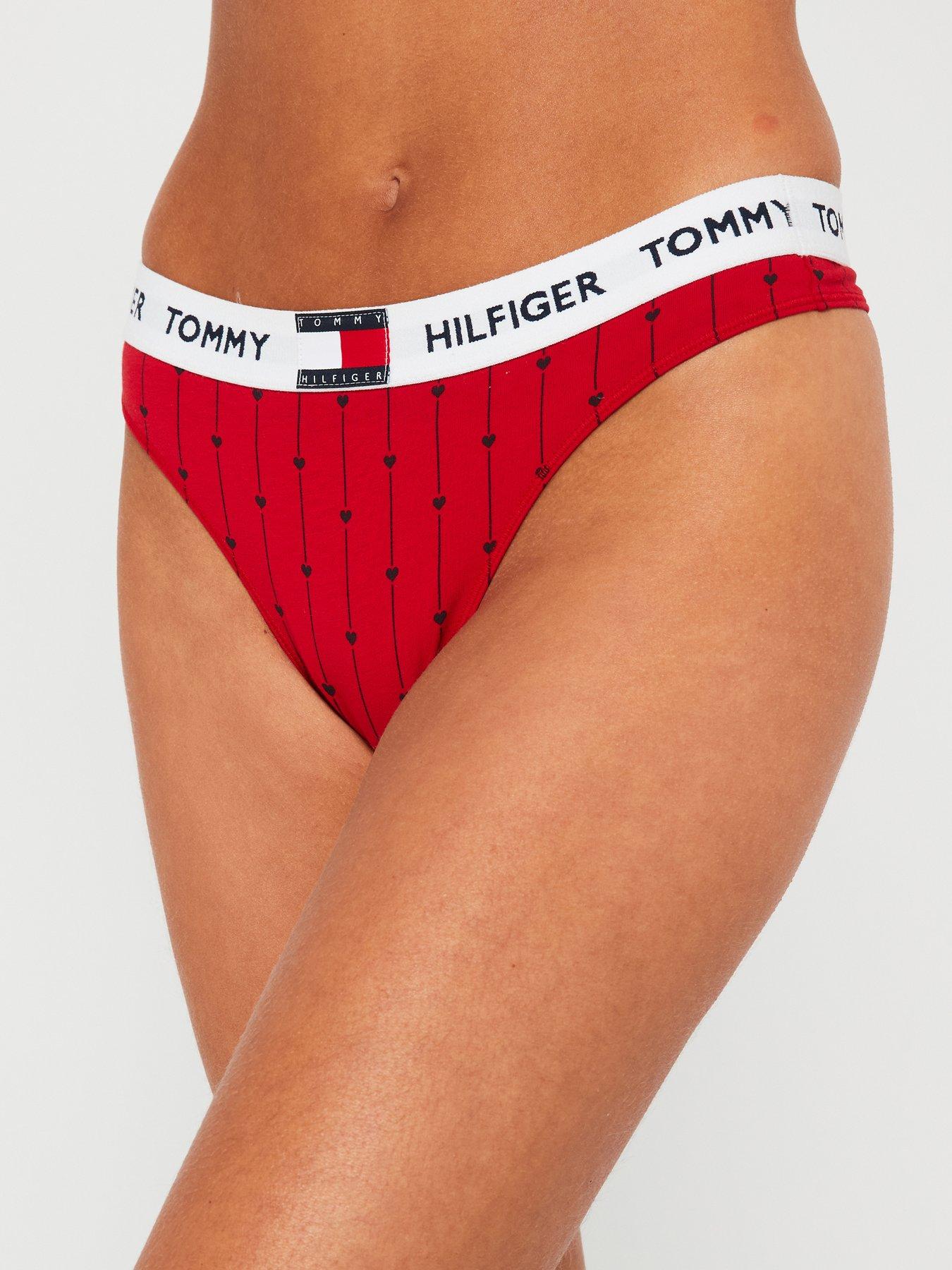 Tommy Hilfiger Heart Print Thong - Red, Red, Size L, Women