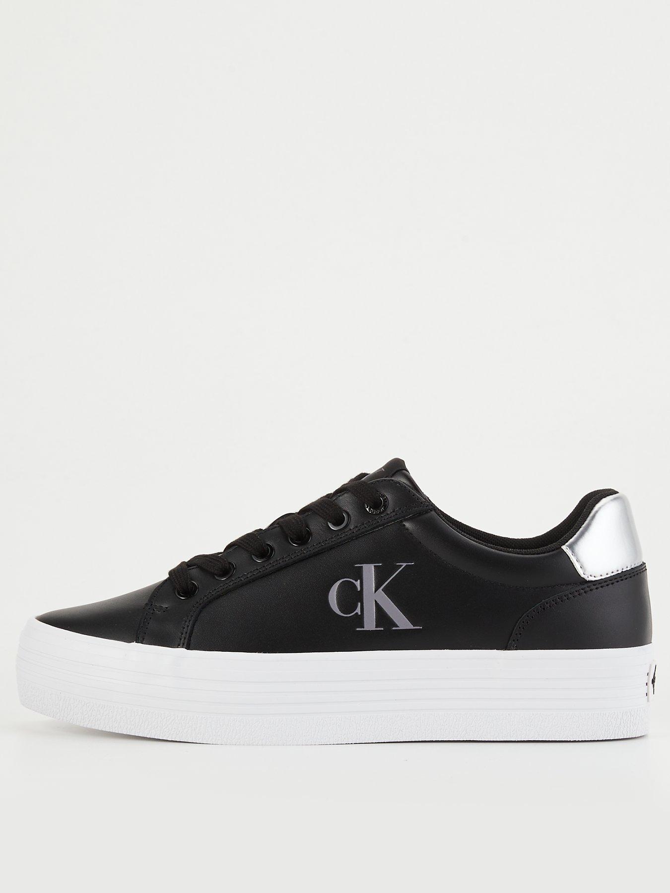 Calvin Klein Jeans Flatform Lace Up Leather Trainers Black Very