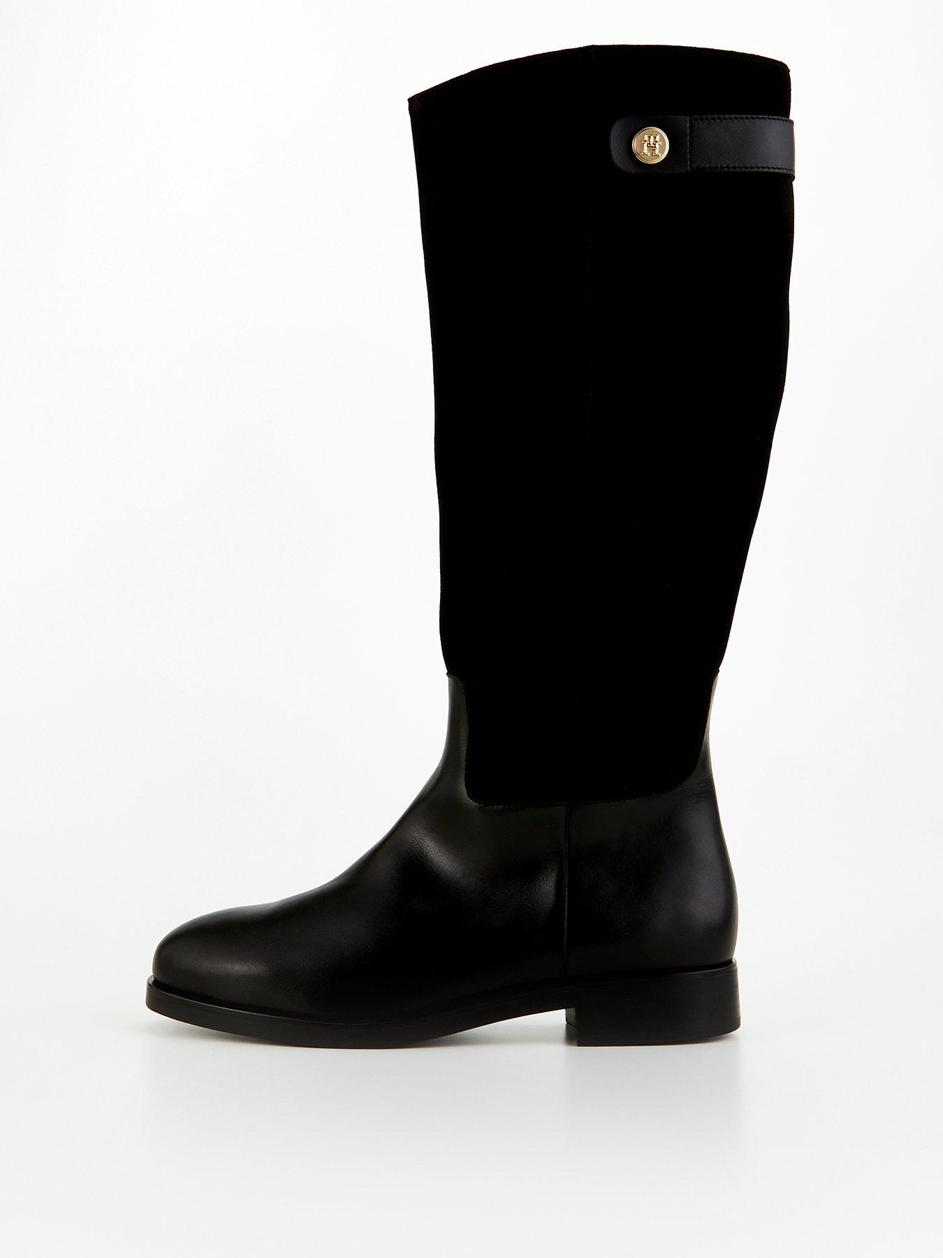 undefined Leather Knee High Riding Boots - Black