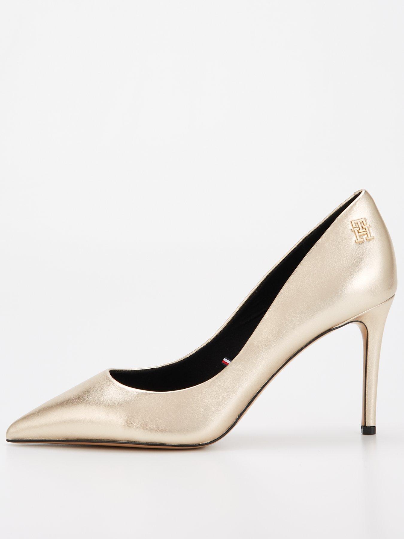 Tommy Hilfiger Pointed Metallic Heels Gold Very