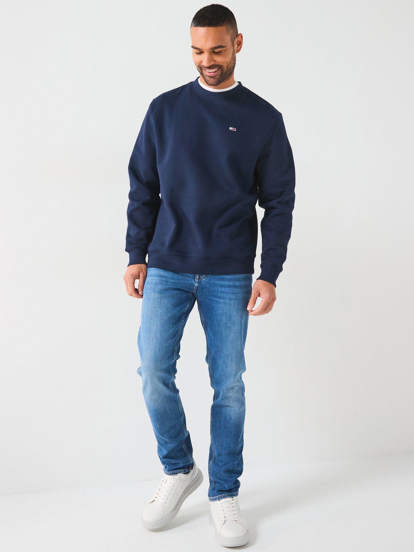 Image 3 of 4 of Tommy Jeans Regular Fit Small Left Chest Flag Crew Neck Sweatshirt - Navy