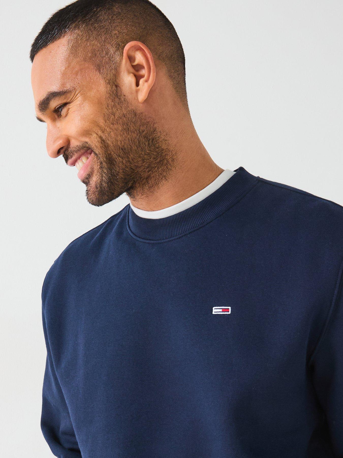 Image 4 of 4 of Tommy Jeans Regular Fit Small Left Chest Flag Crew Neck Sweatshirt - Navy