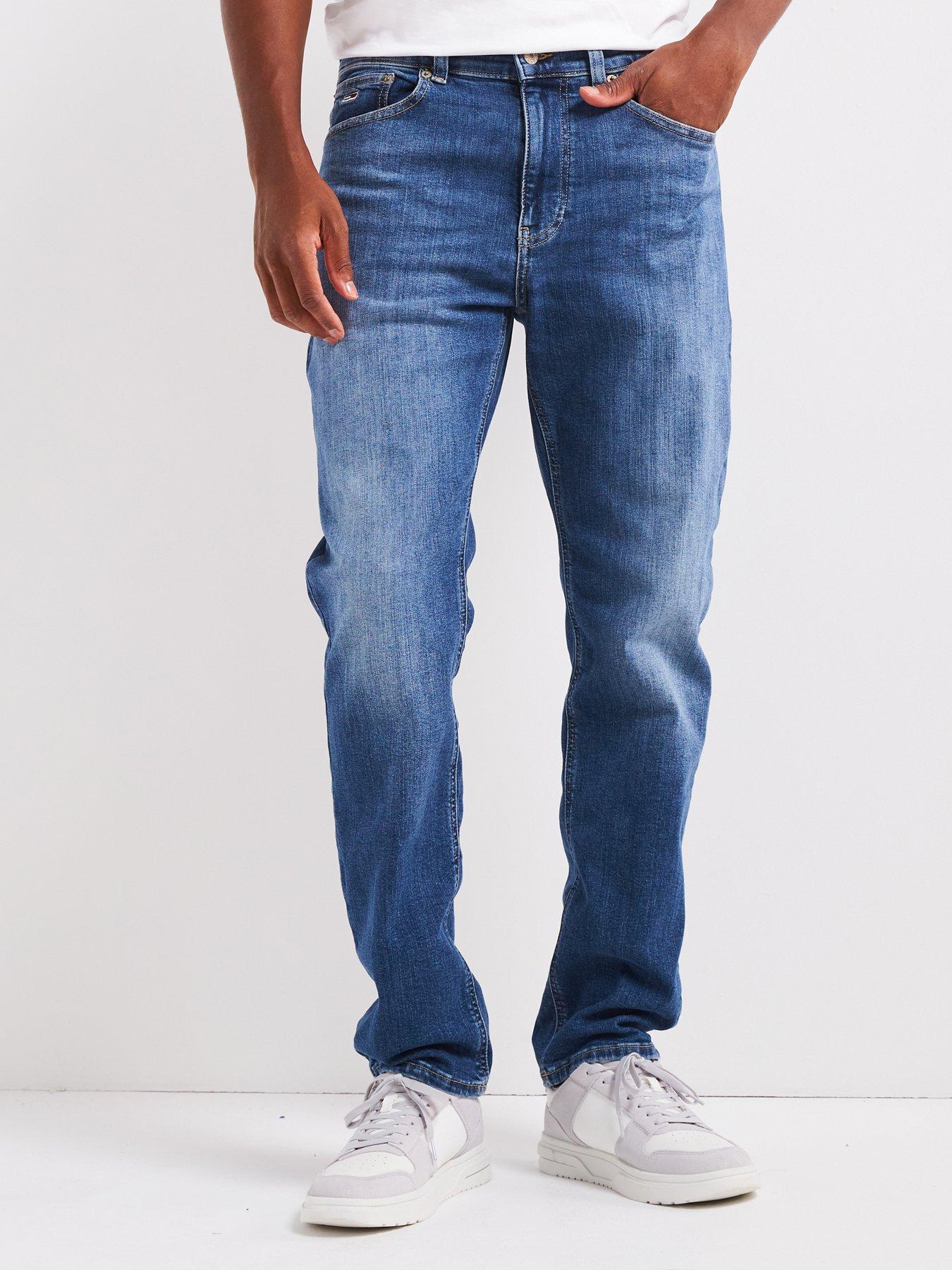 Tommy Jeans Ryan Straight Fit Stretch Jeans, Blue, Size 34, Inside Leg Regular, Men