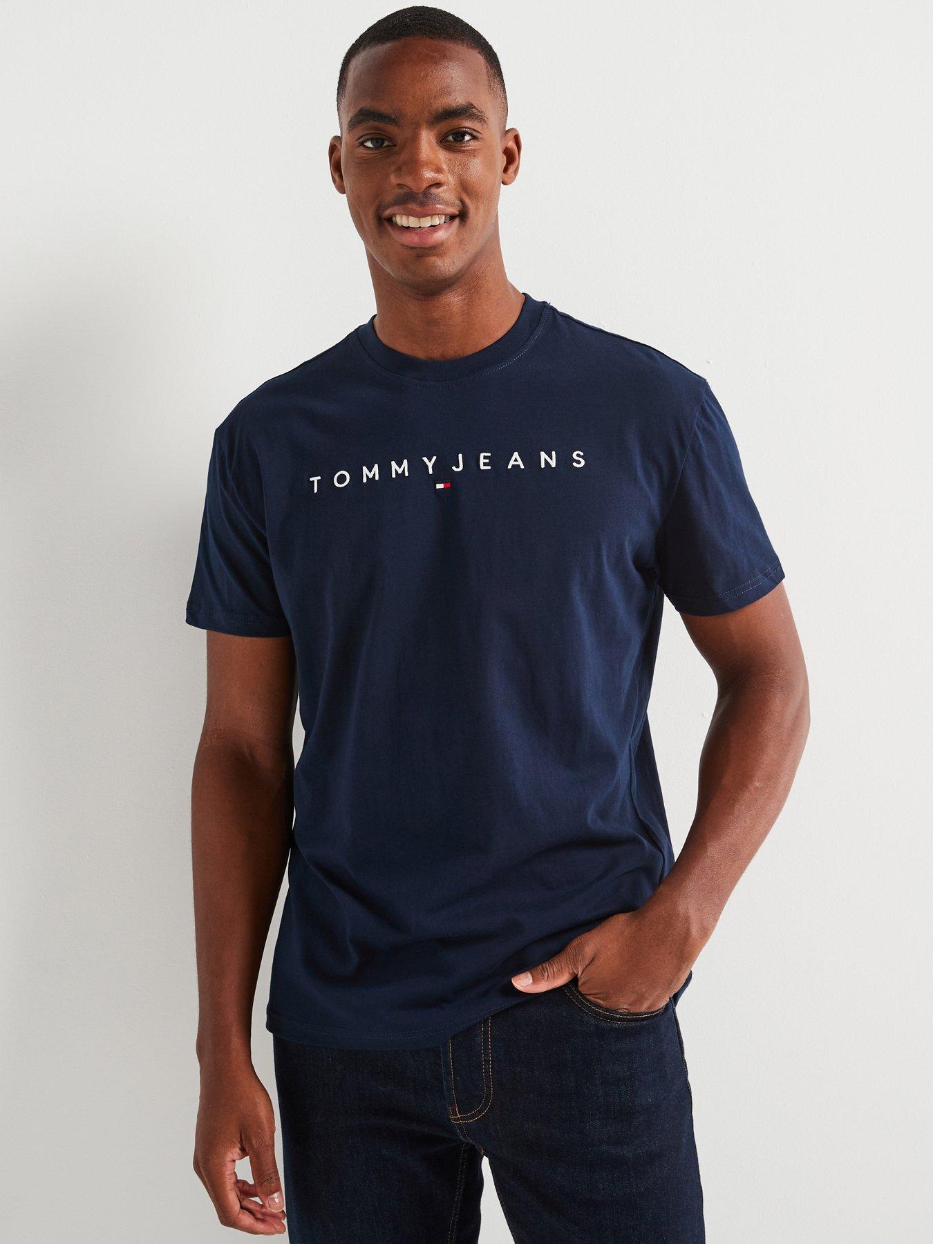 undefined Slim Fit Linear Logo T-Shirt - Navy