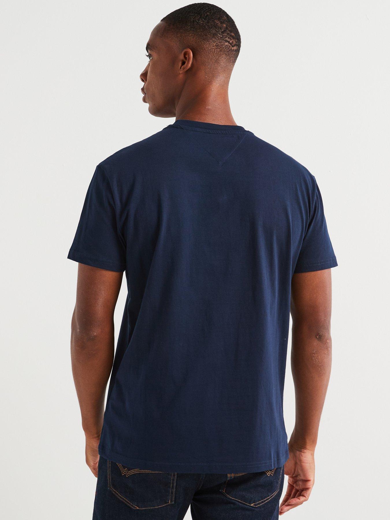Image 2 of 4 of Tommy Jeans Slim Fit Linear Logo T-Shirt - Navy