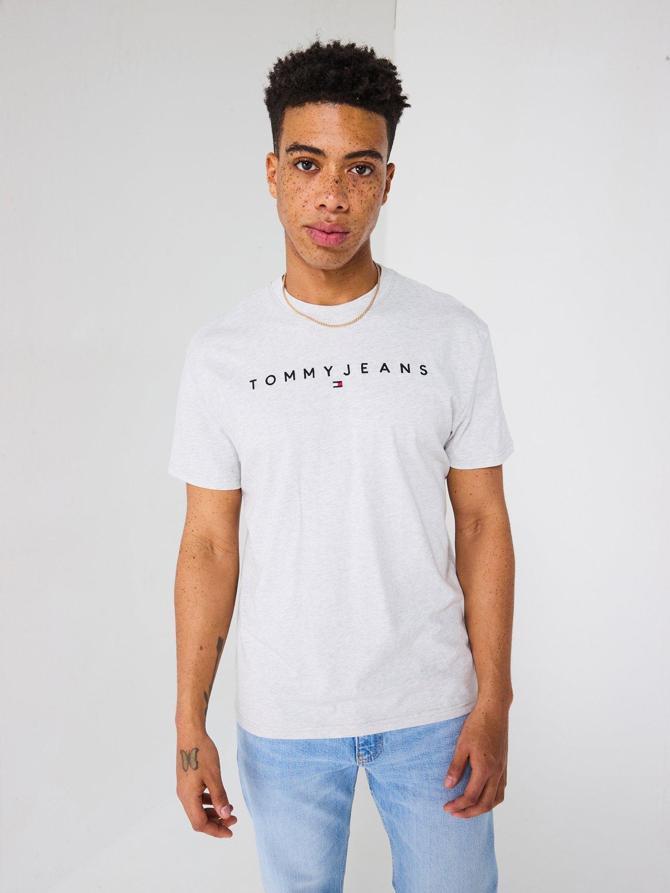 Tommy Jeans Slim Fit Linear Logo T-Shirt - Grey