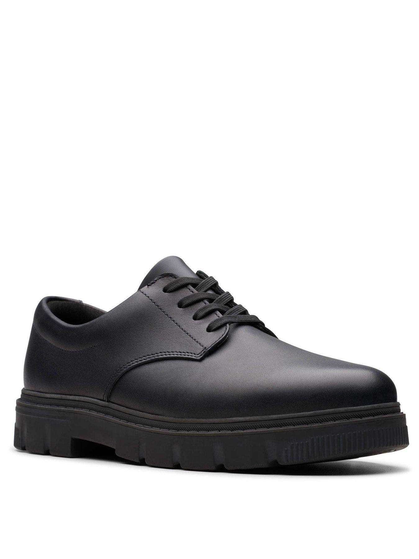 Clarks Lorcam Edge K Oxford-Schuh Für Jungen – Schwarzes Leder Mit TR-Sohle