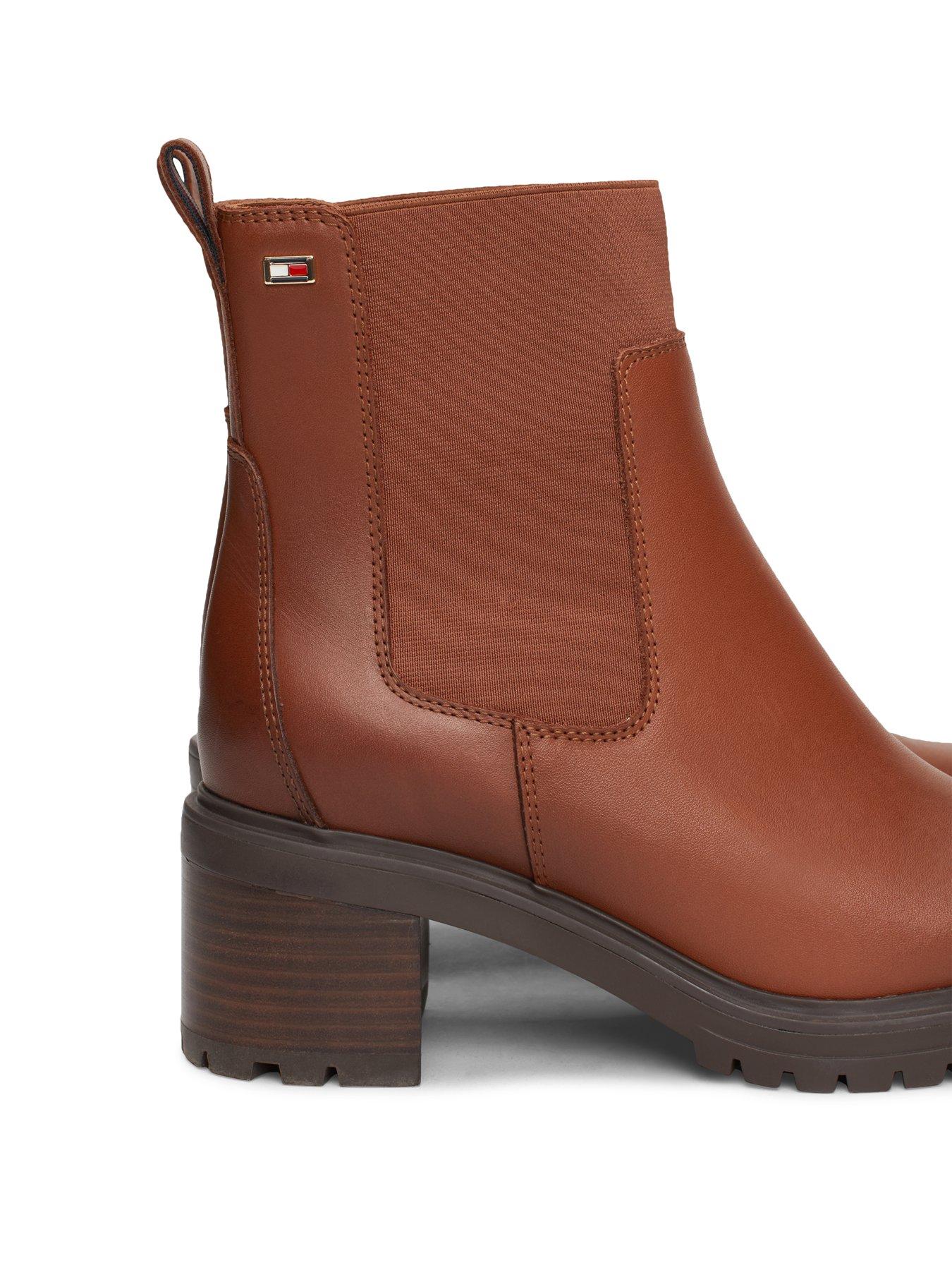 Leather Heeled Chelsea Boots Brown