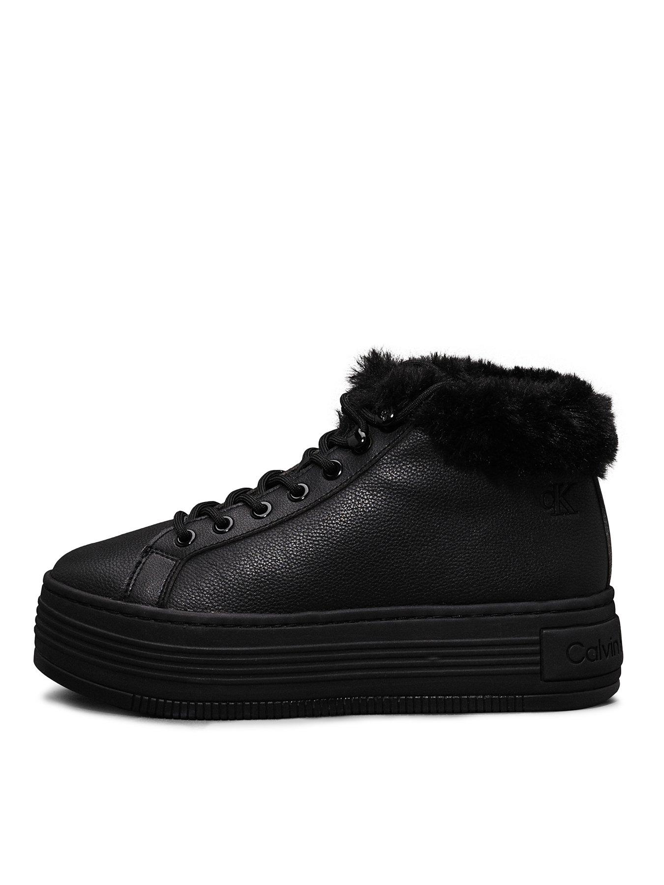 Calvin Klein Jeans Fleece Lined Flatform Hi-Top Trainers Black - Main Image