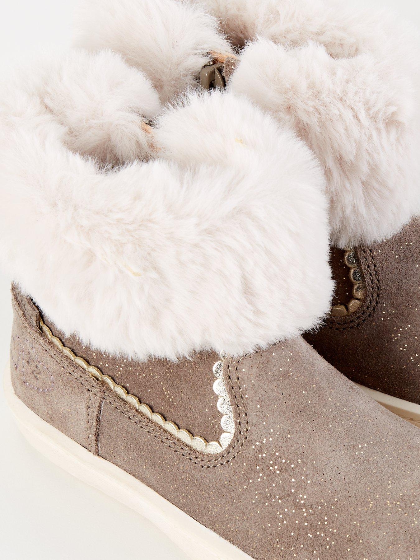 Image 6 of 7 of V by Very Toezone Pre Walker Real Suede Faux Fur Collar Boot