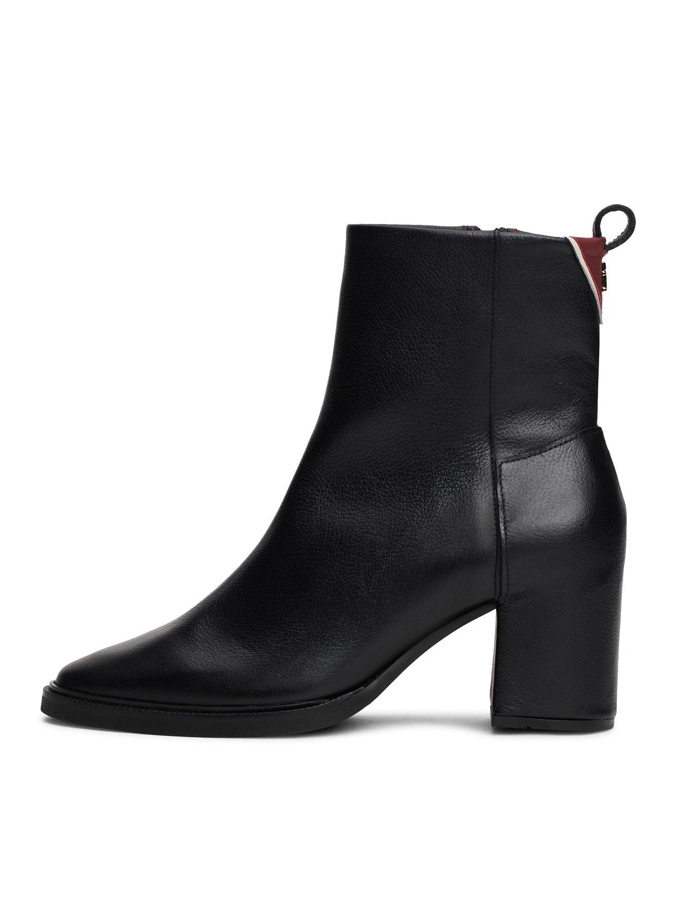 Tommy Hilfiger Chain Detail Leather Ankle Boots Black Very