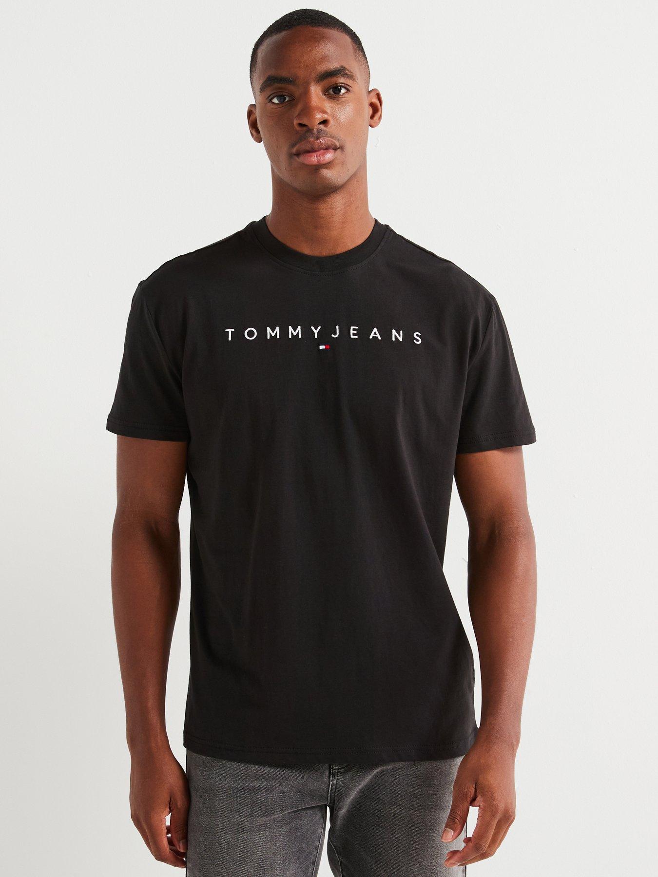 undefined Slim Fit Linear Logo T-Shirt - Black