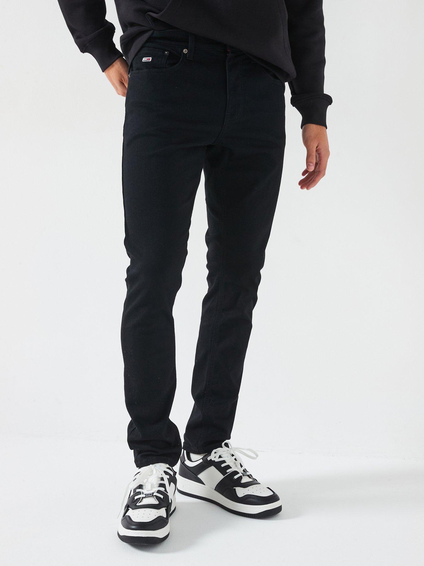 Tommy Jeans Austin Tapered Fit Stretch Jeans, Black, Size 30, Length Regular, Men