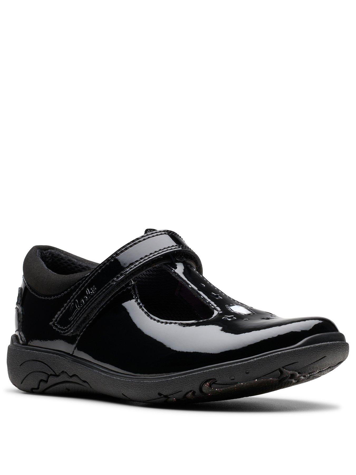 Clarks Kids Relda Gem T bar Patent Leather School Shoe Very