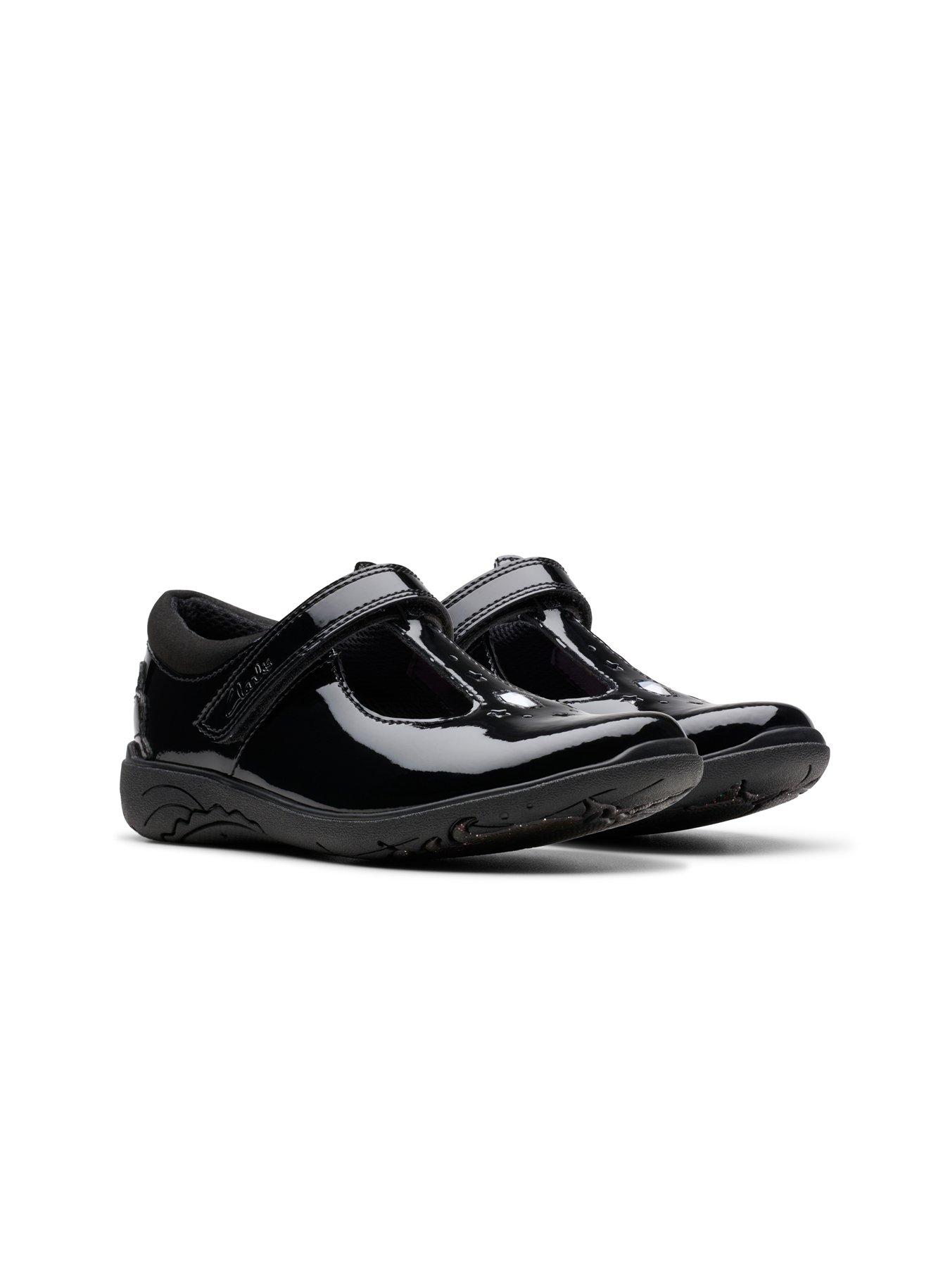 Clarks patent school shoes clearance