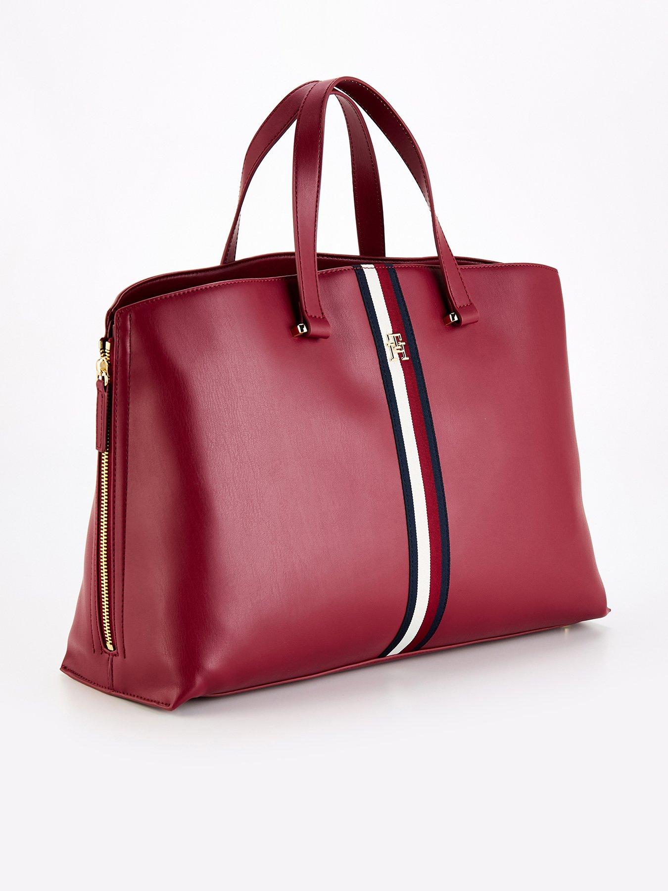 Stripe Detail Tote Bag Red