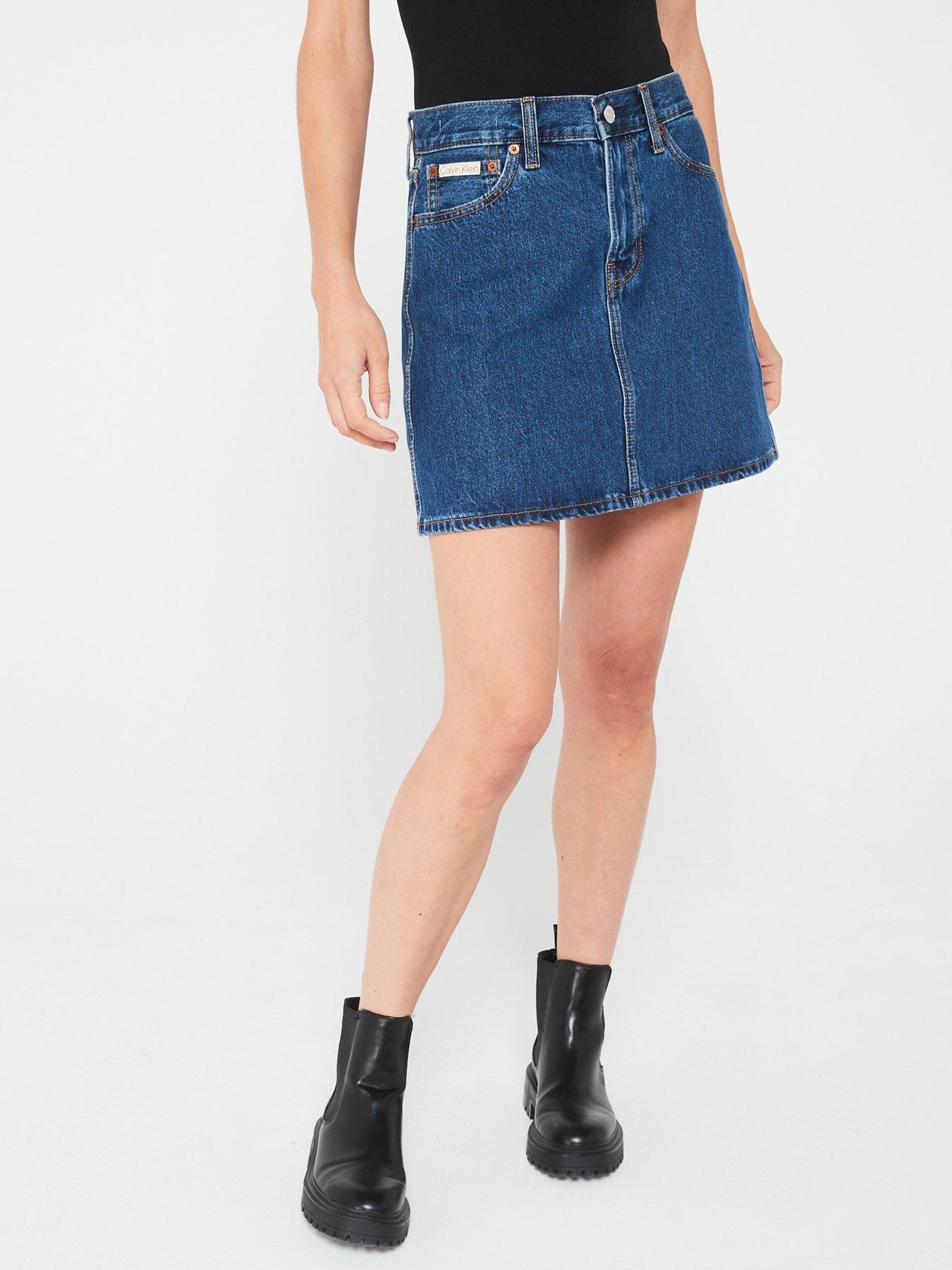 undefined High Rise Denim Mini Skirt - Blue