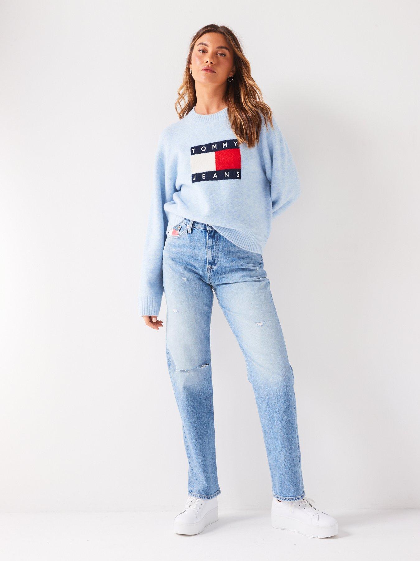 Tommy Jeans Flag Logo Jumper Blue Very