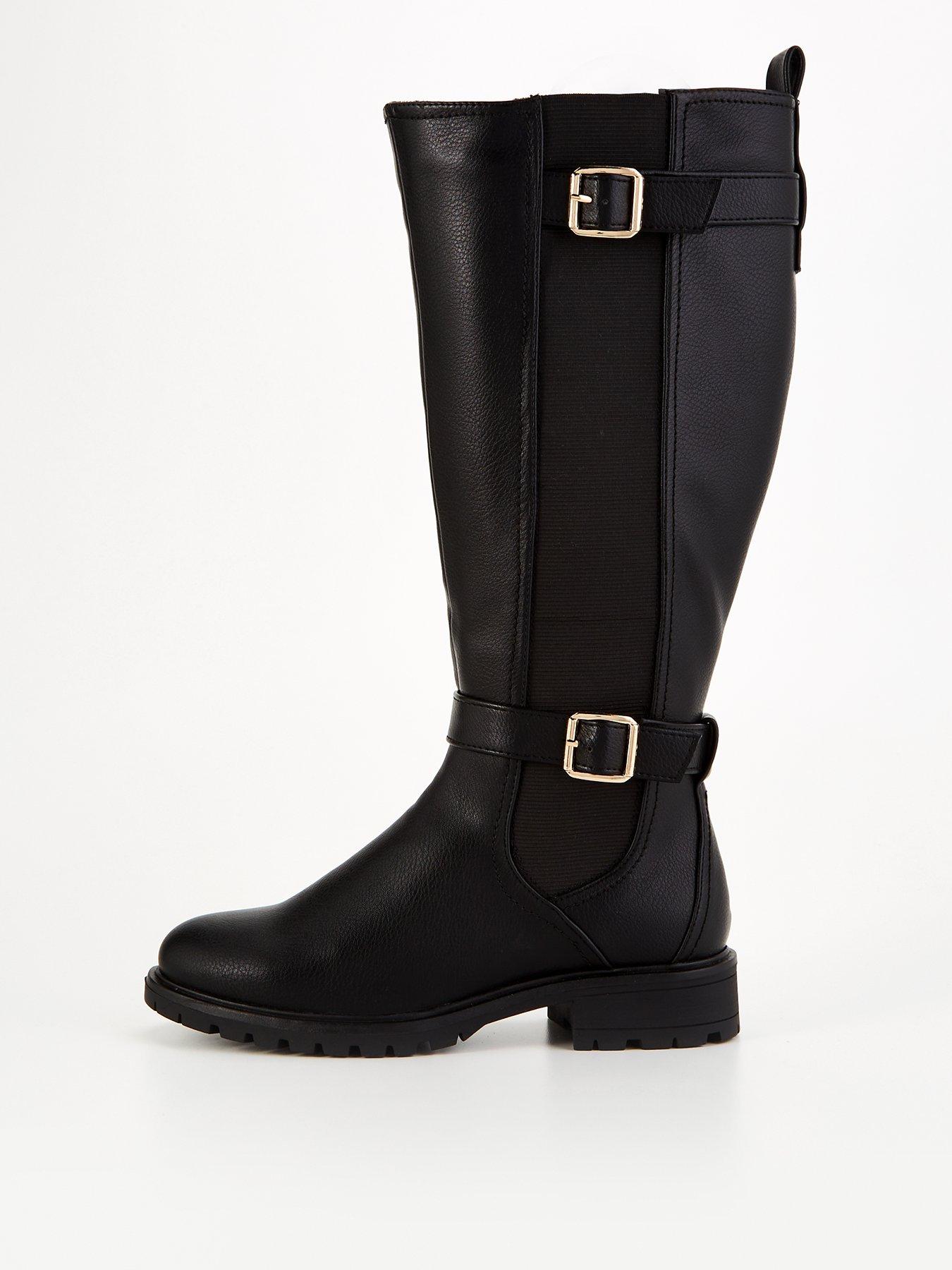 Everyday Extra Wide Fit Comfort Slouch Knee Boot with Wider Fitting Calf Black Very