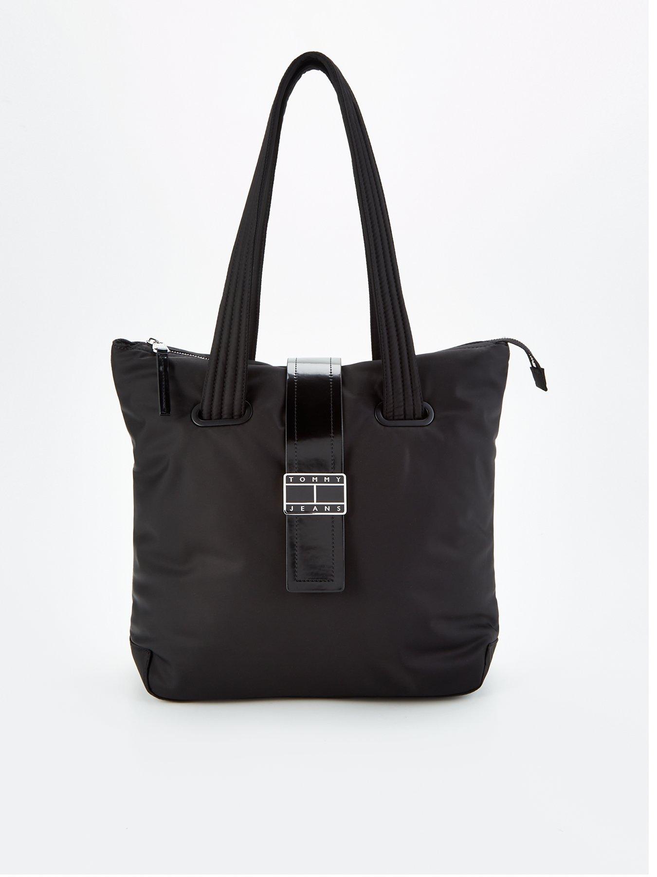 tommy jeans buckle logo tote bag - black