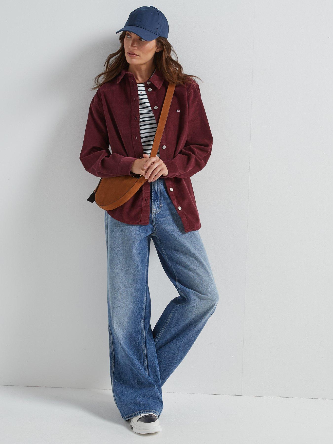 Image 3 of 6 of Tommy Jeans Cord Overshirt - Red