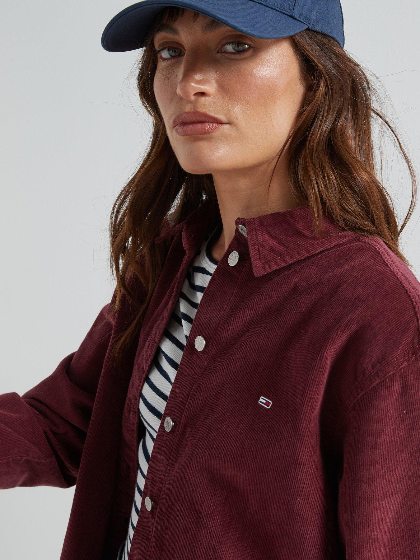 Image 4 of 6 of Tommy Jeans Cord Overshirt - Red