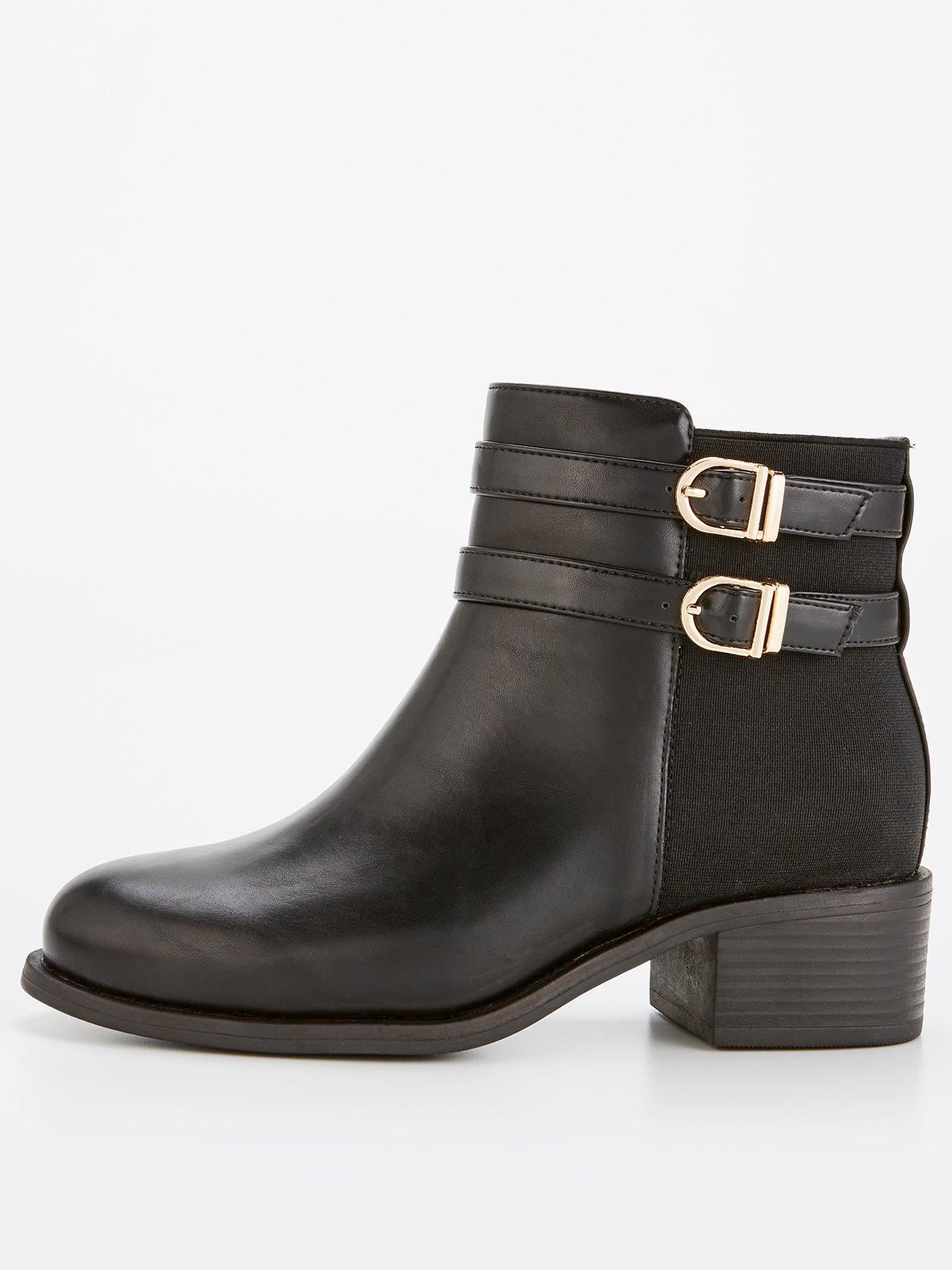 undefined Extra Wide Fit Ankle Boot with Buckle - Black