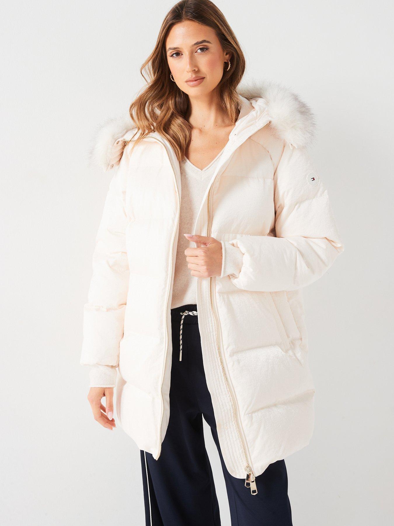 undefined Shimmer Padded Jacket - White