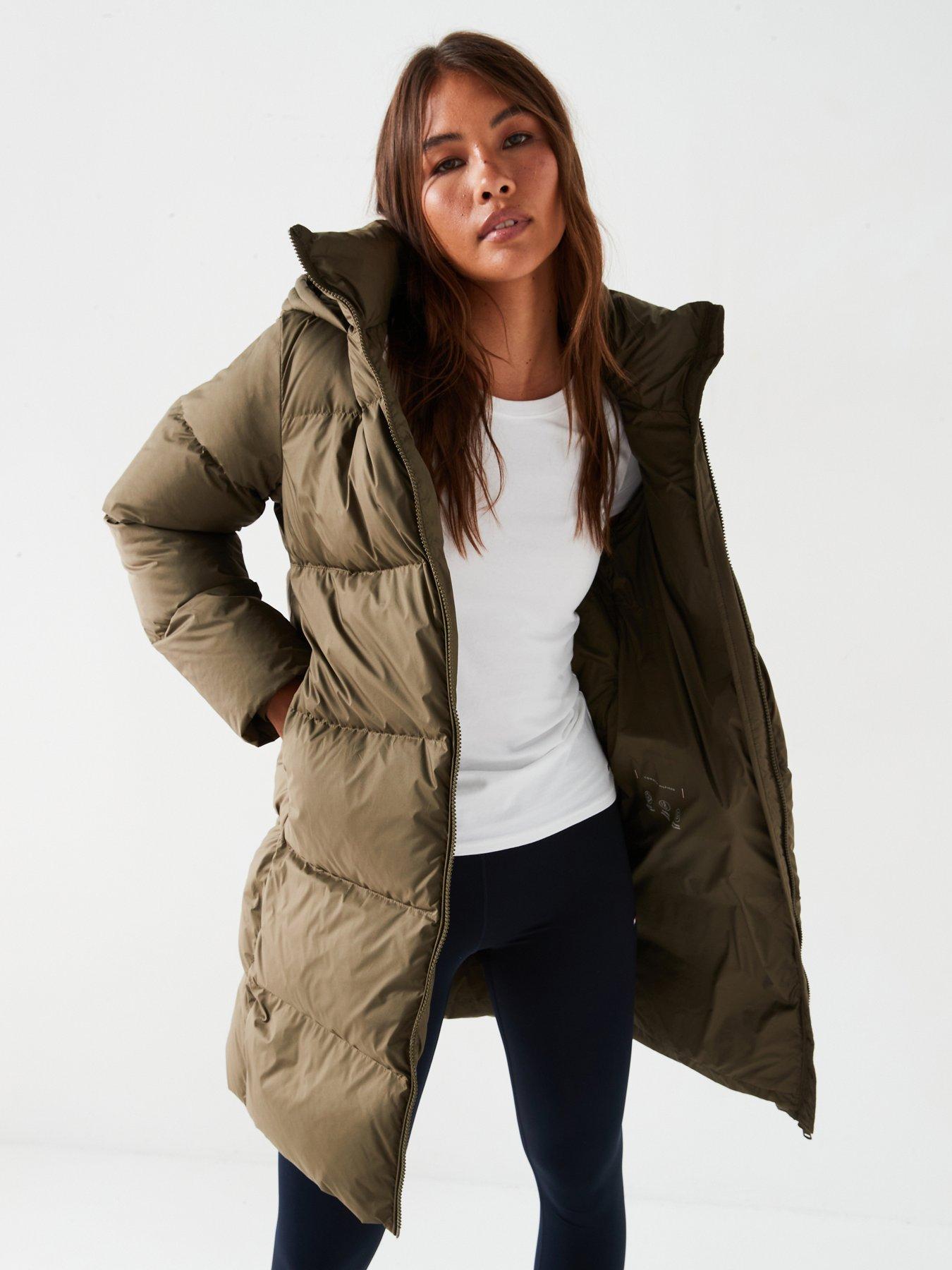 Down Mid length Padded Jacket Green