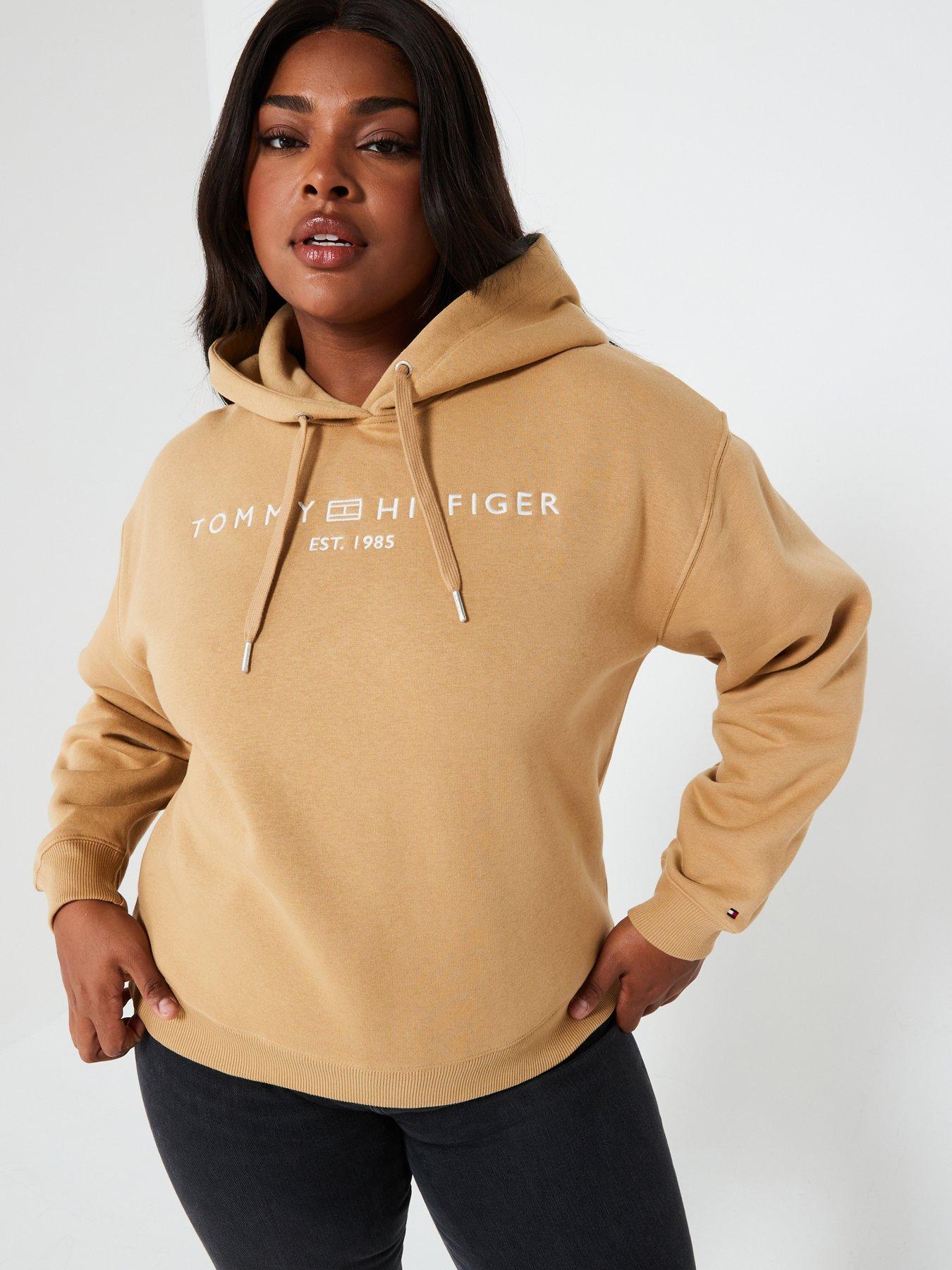 Tommy Hilfiger Plus Logo Hoodie Beige Very