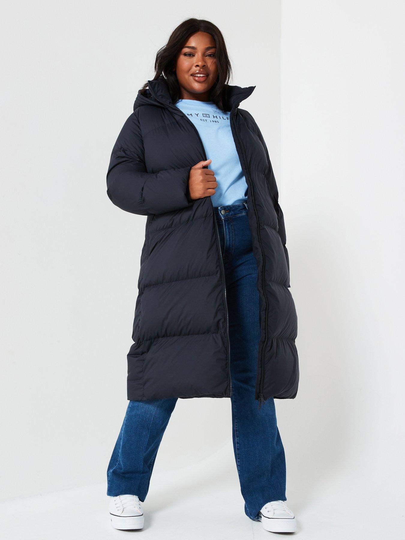 undefined Plus Mid-length Padded Coat - Navy