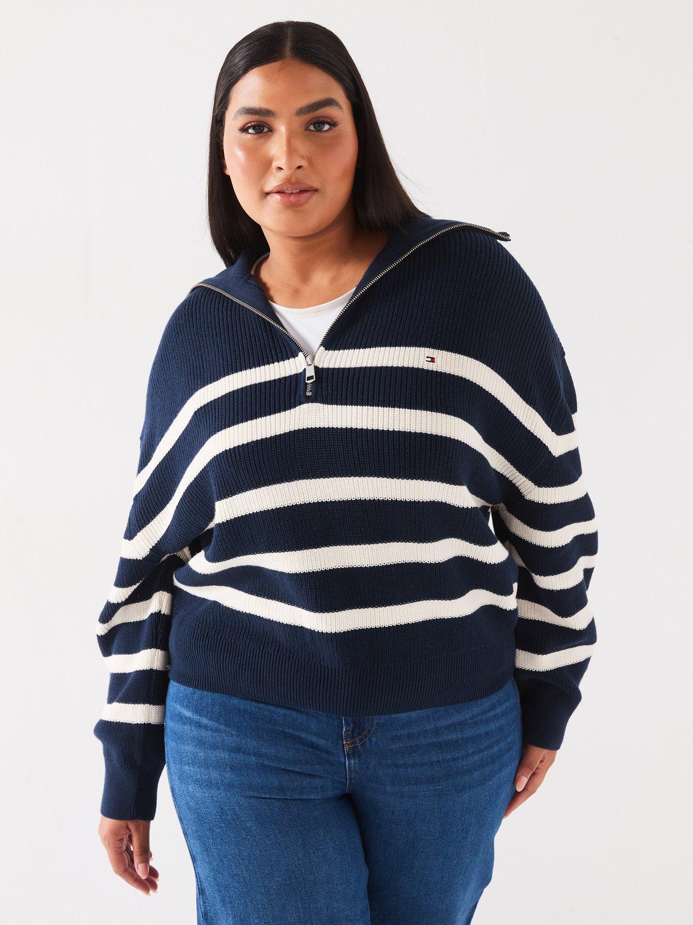 undefined Plus Size 1/2 Zip Jumper - Navy