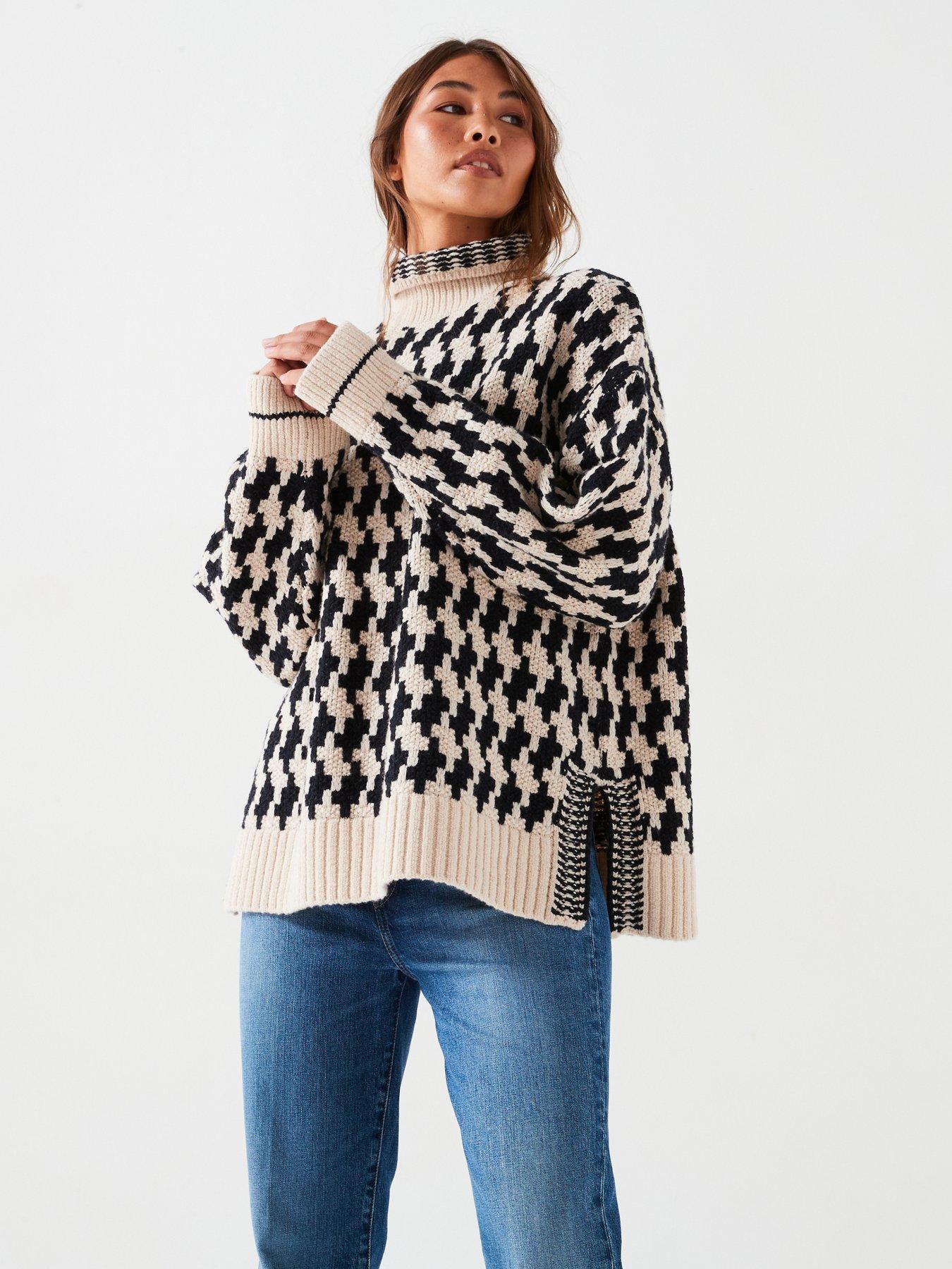 undefined Houndstooth Mockneck Jumper - Multi