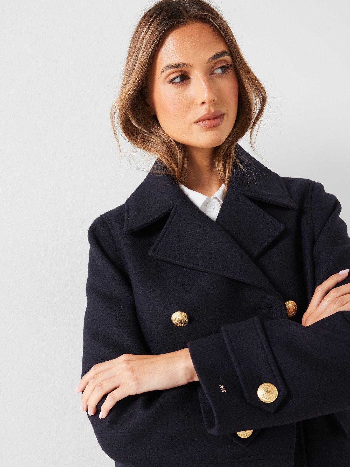 Tommy Hilfiger Cropped Wool Peacoat Navy Very