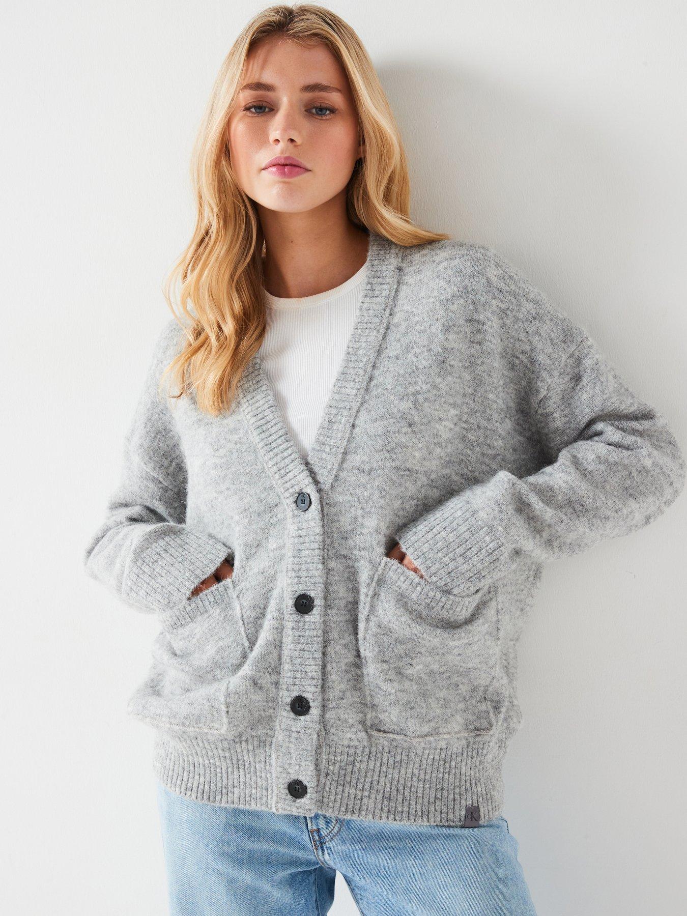 undefined Textured Cardigan - Grey