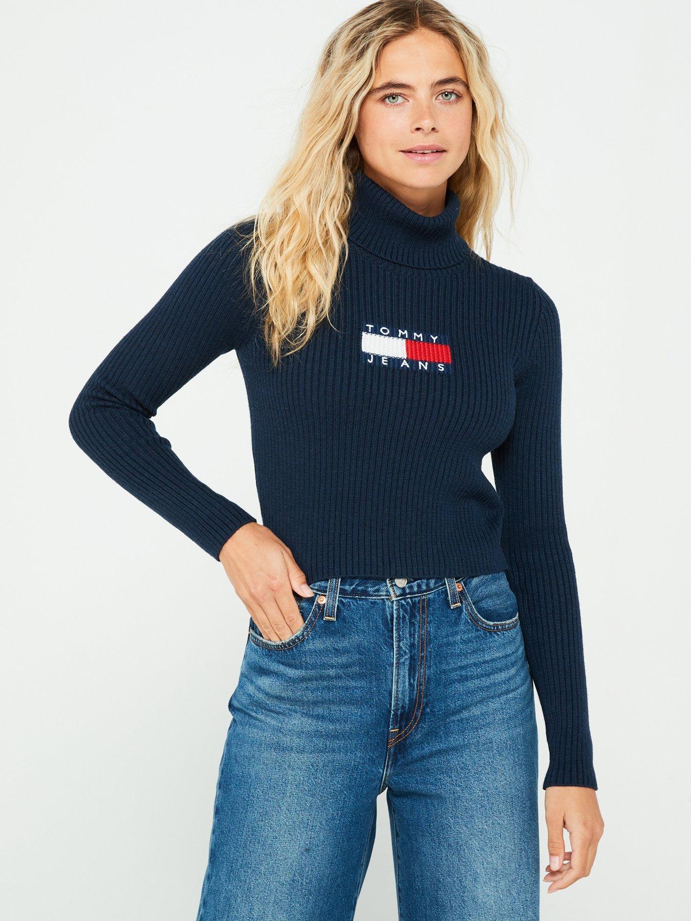 Tommy Jeans Logo Turtleneck Jumper Navy Very